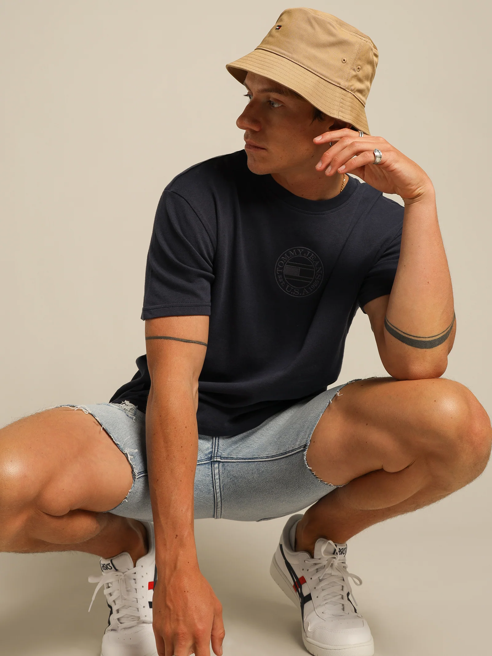 Tonal Circular Embroidery T-Shirt - Image 3