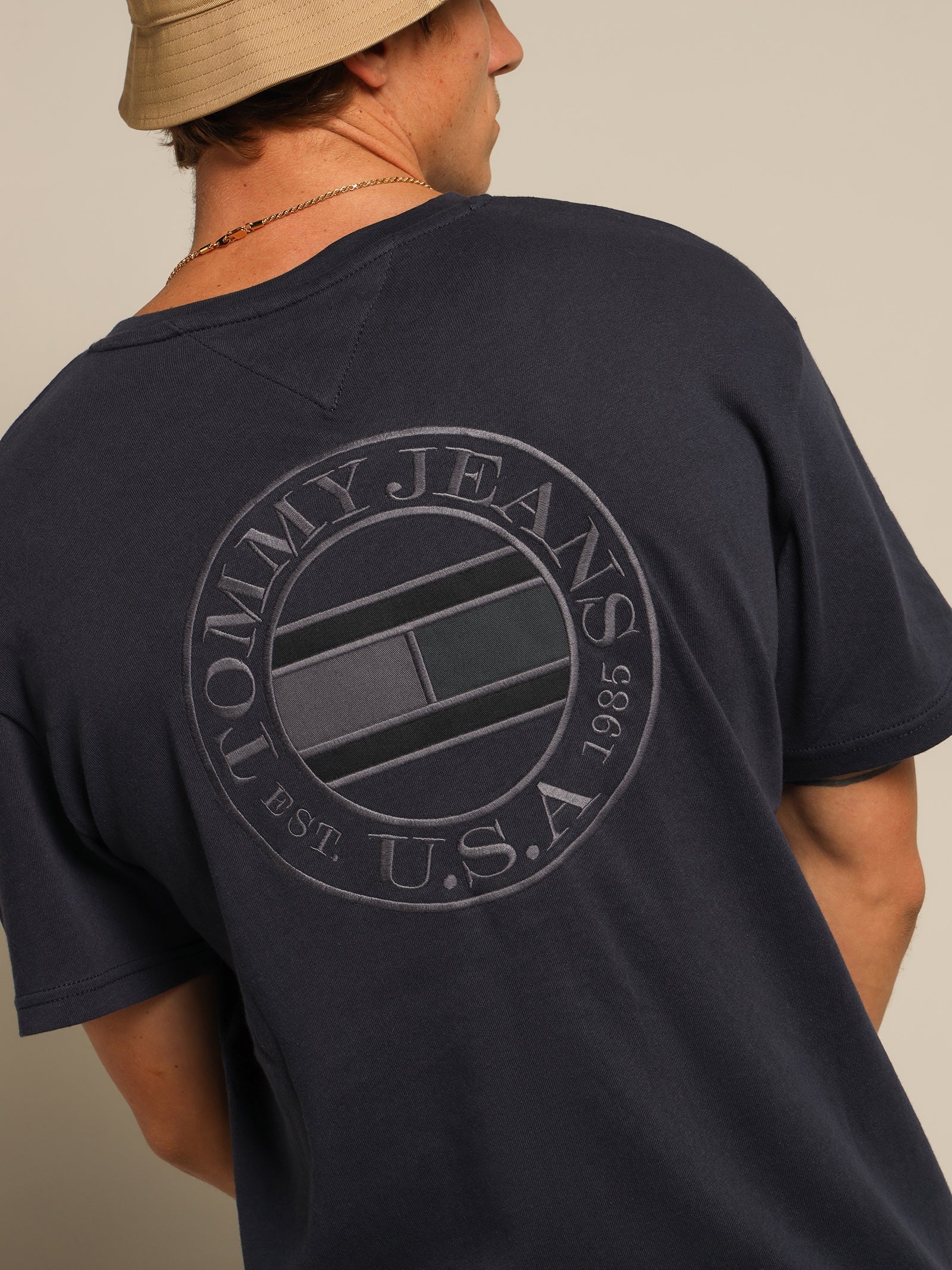 Tonal Circular Embroidery T-Shirt - Image 4