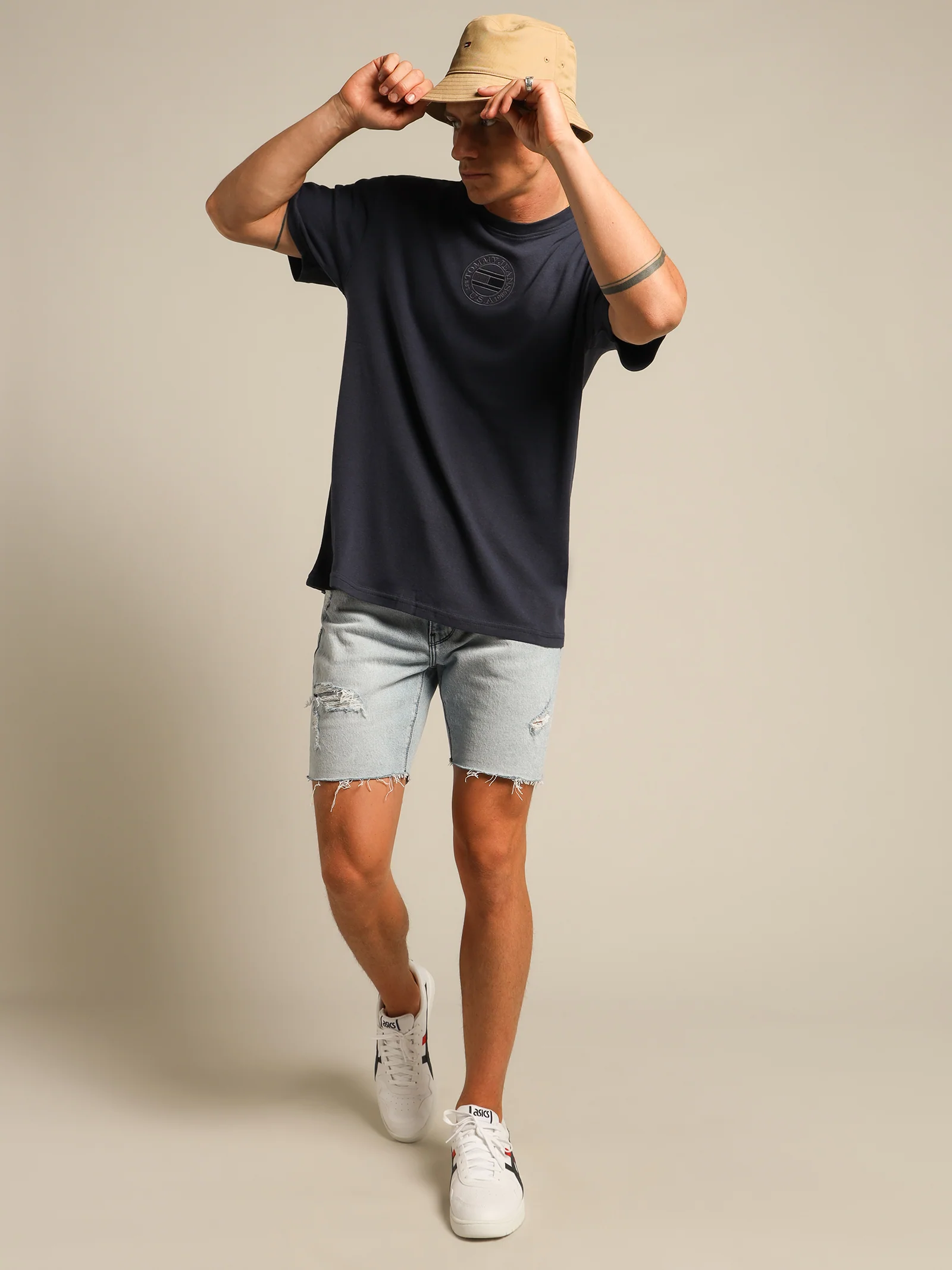 Tonal Circular Embroidery T-Shirt - Image 5