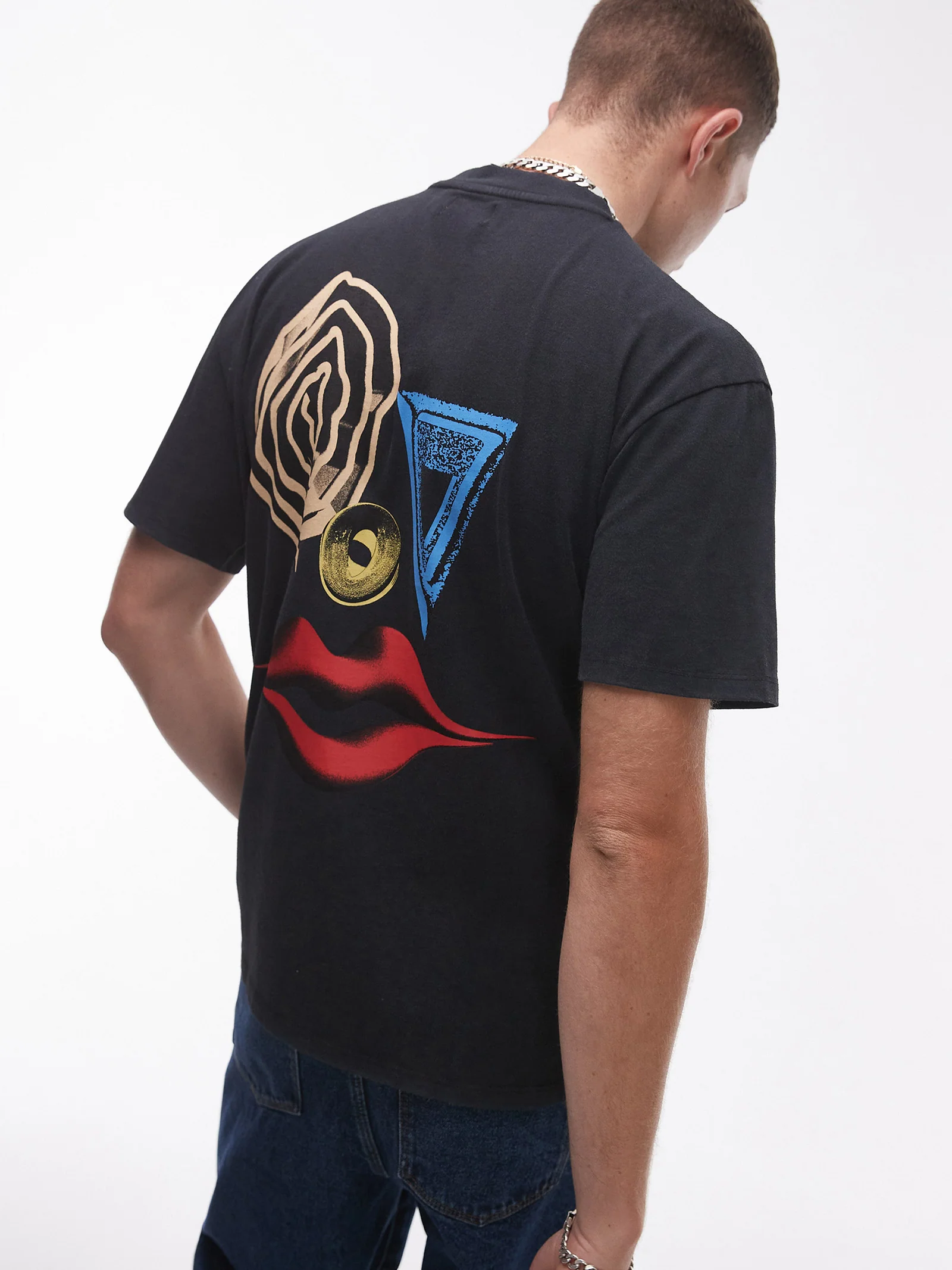 Abstract Face Print Oversized T-Shirt - Image 2