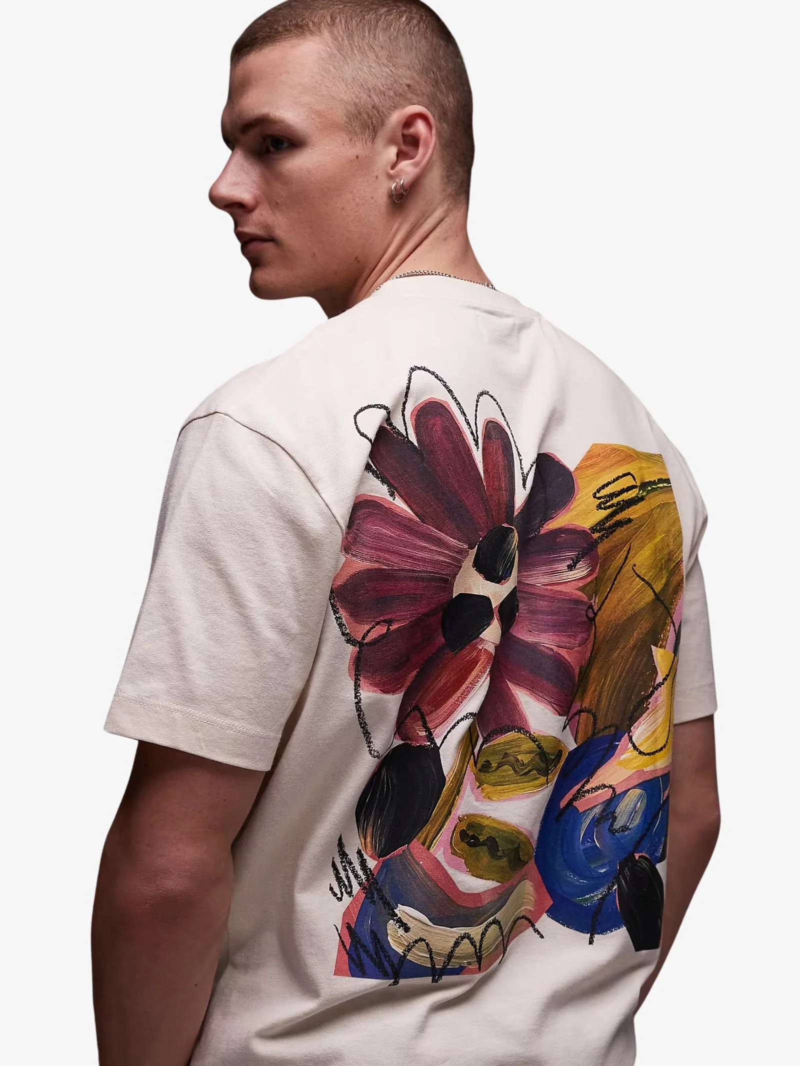 Oversized Abstract Floral Print Shirt - Image 3
