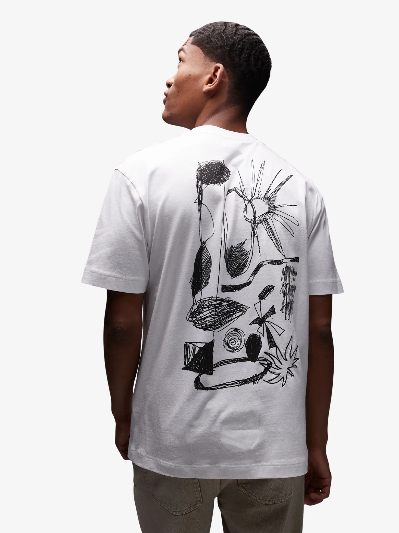 Oversized Abstract Scribble Applique Shirt - Image 3