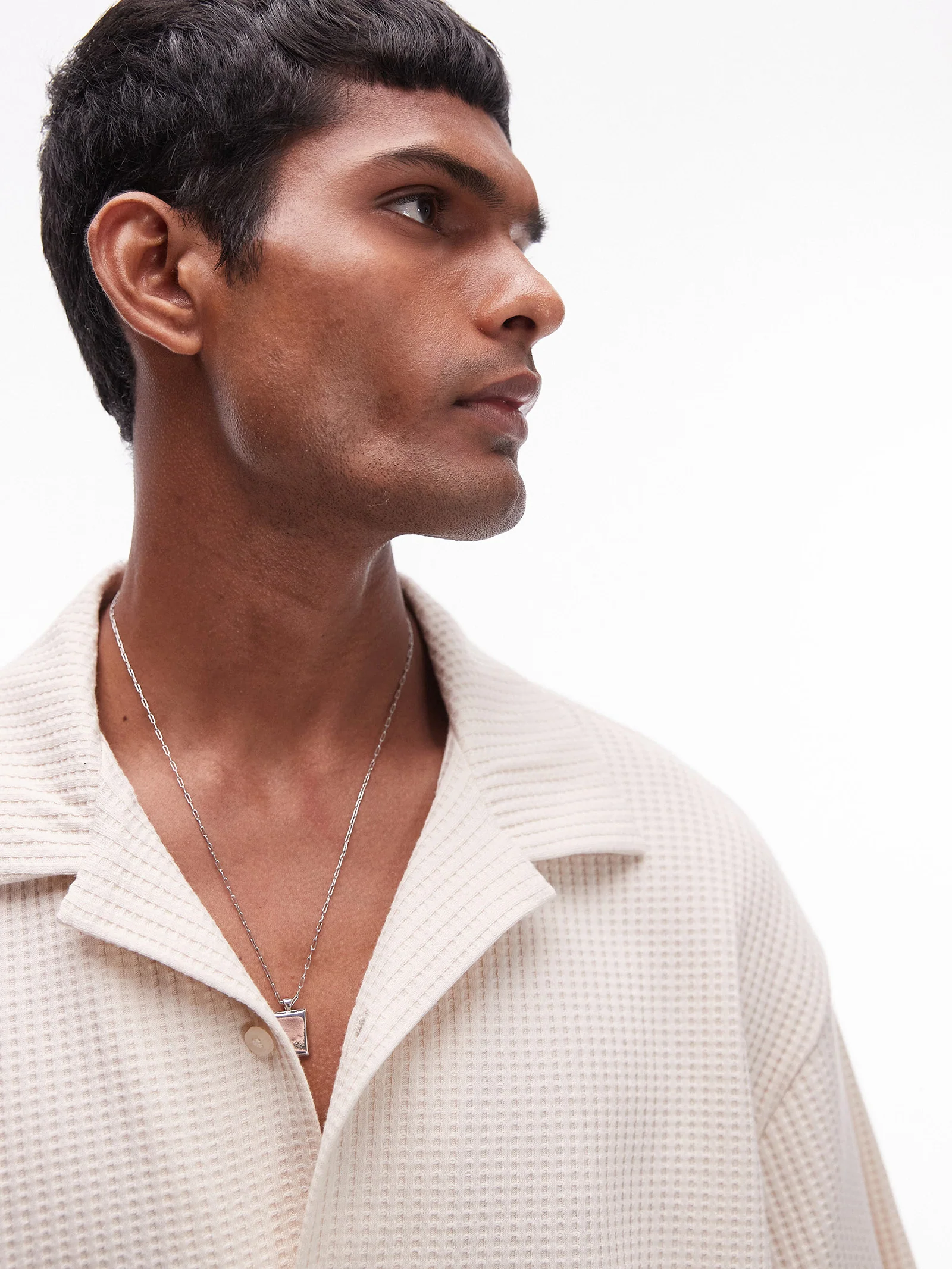 Oversized Fit Waffle Button-Through Shirt - Image 2