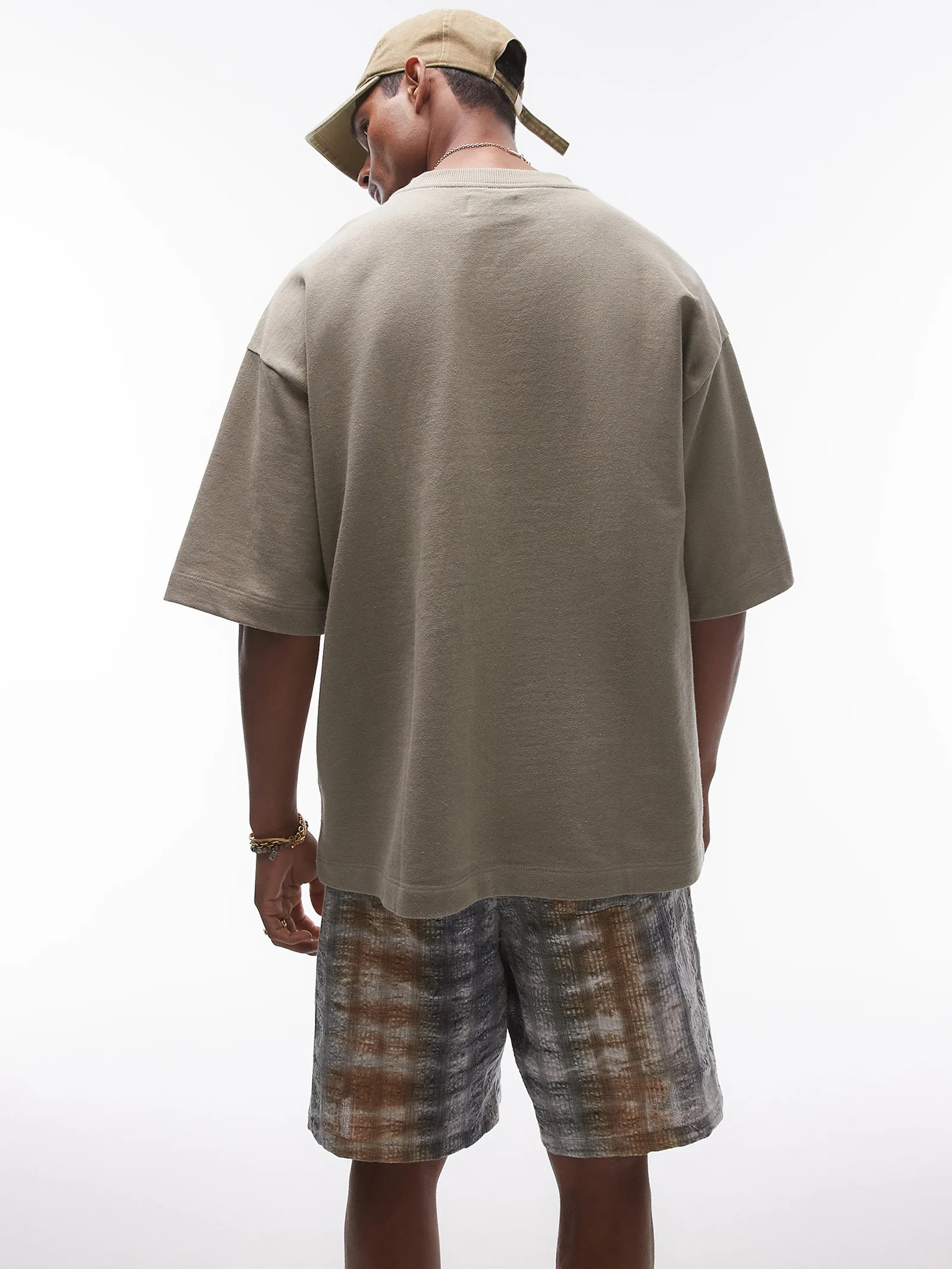 Oversized Linen Blend Short Sleeve Sweatshirt - Image 2