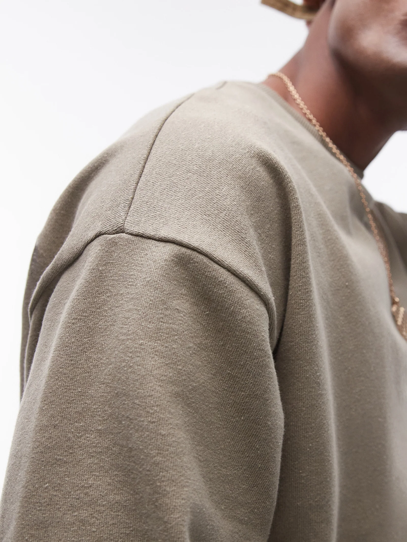 Oversized Linen Blend Short Sleeve Sweatshirt - Image 3