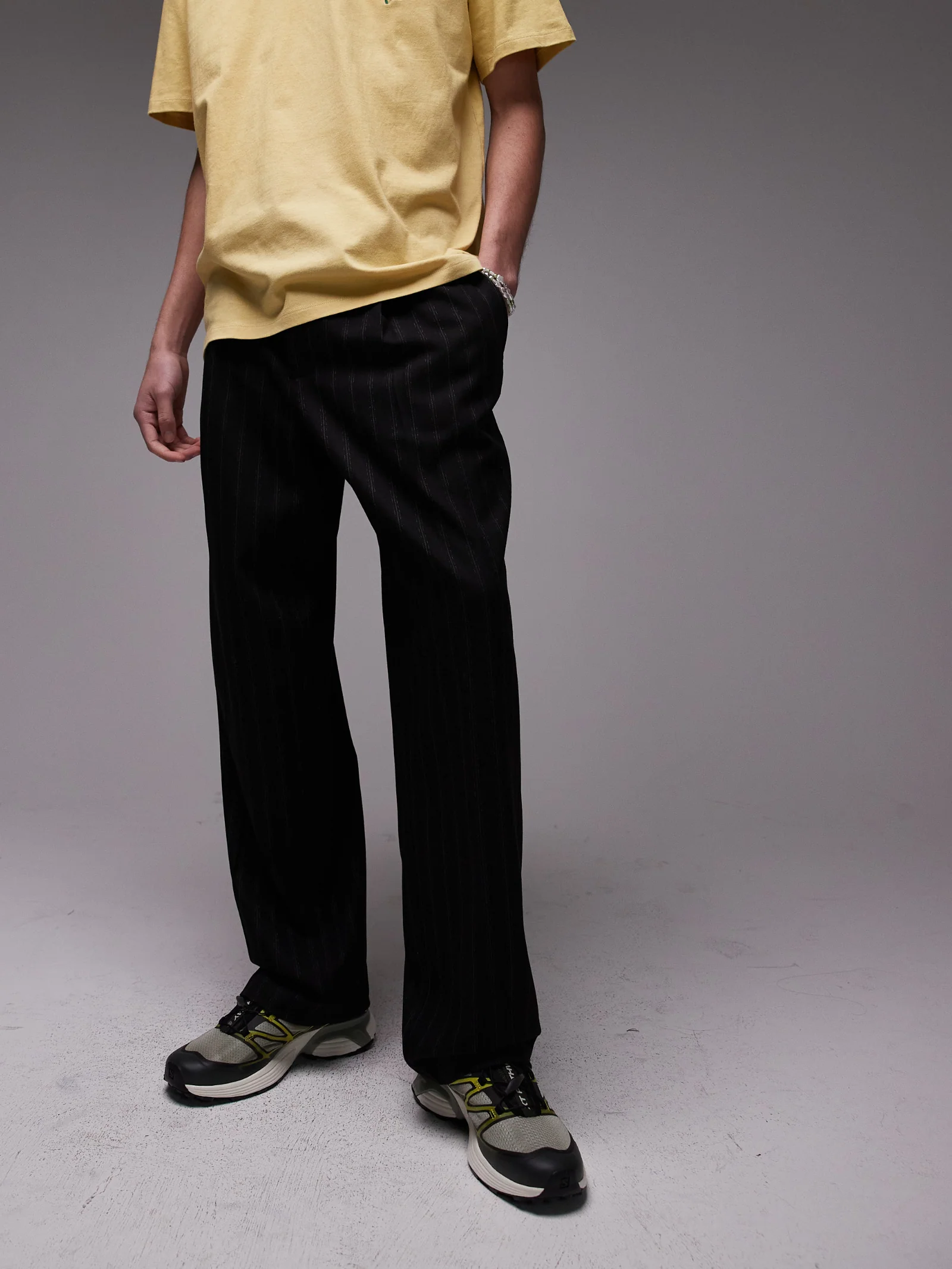 Pinstripe Wide Leg Trousers - Image 2