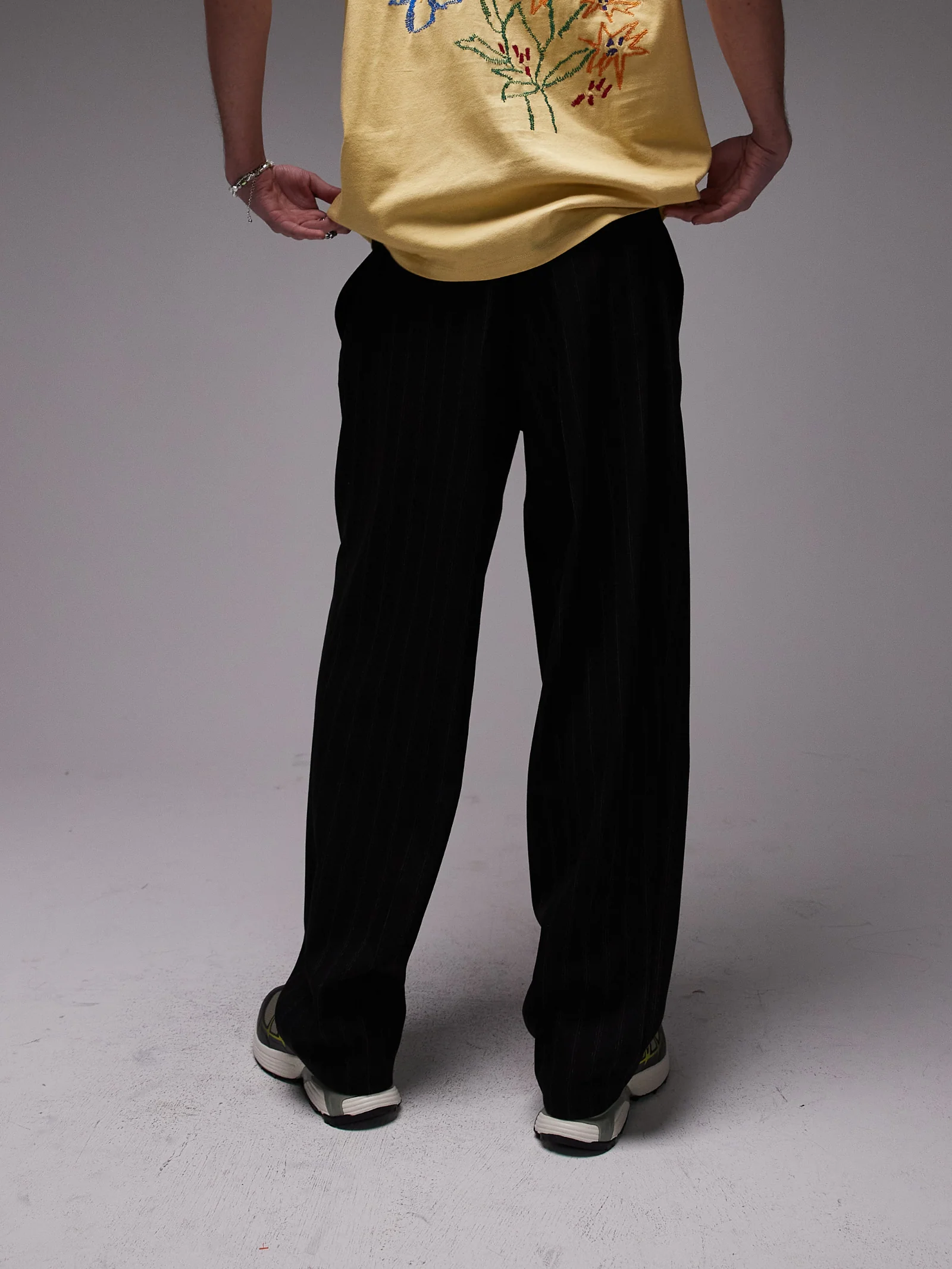 Pinstripe Wide Leg Trousers - Image 3