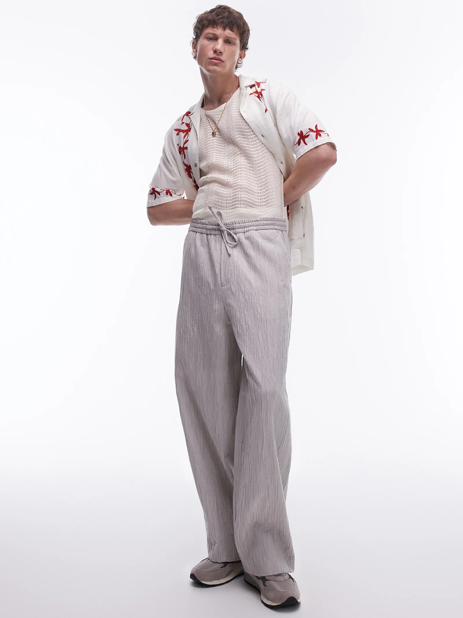 Premium Wide Leg Textured Trousers - Image 2