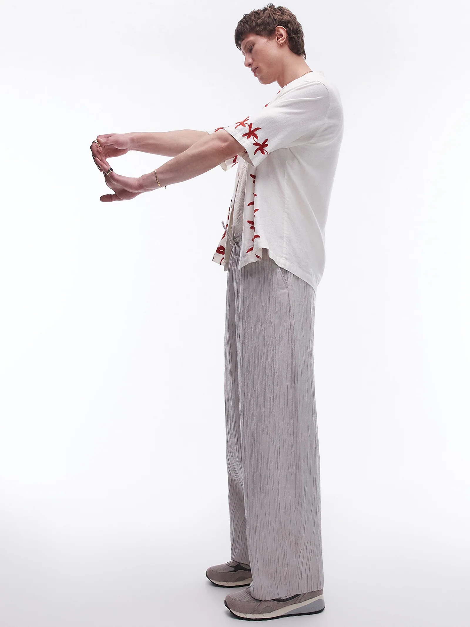 Premium Wide Leg Textured Trousers - Image 4
