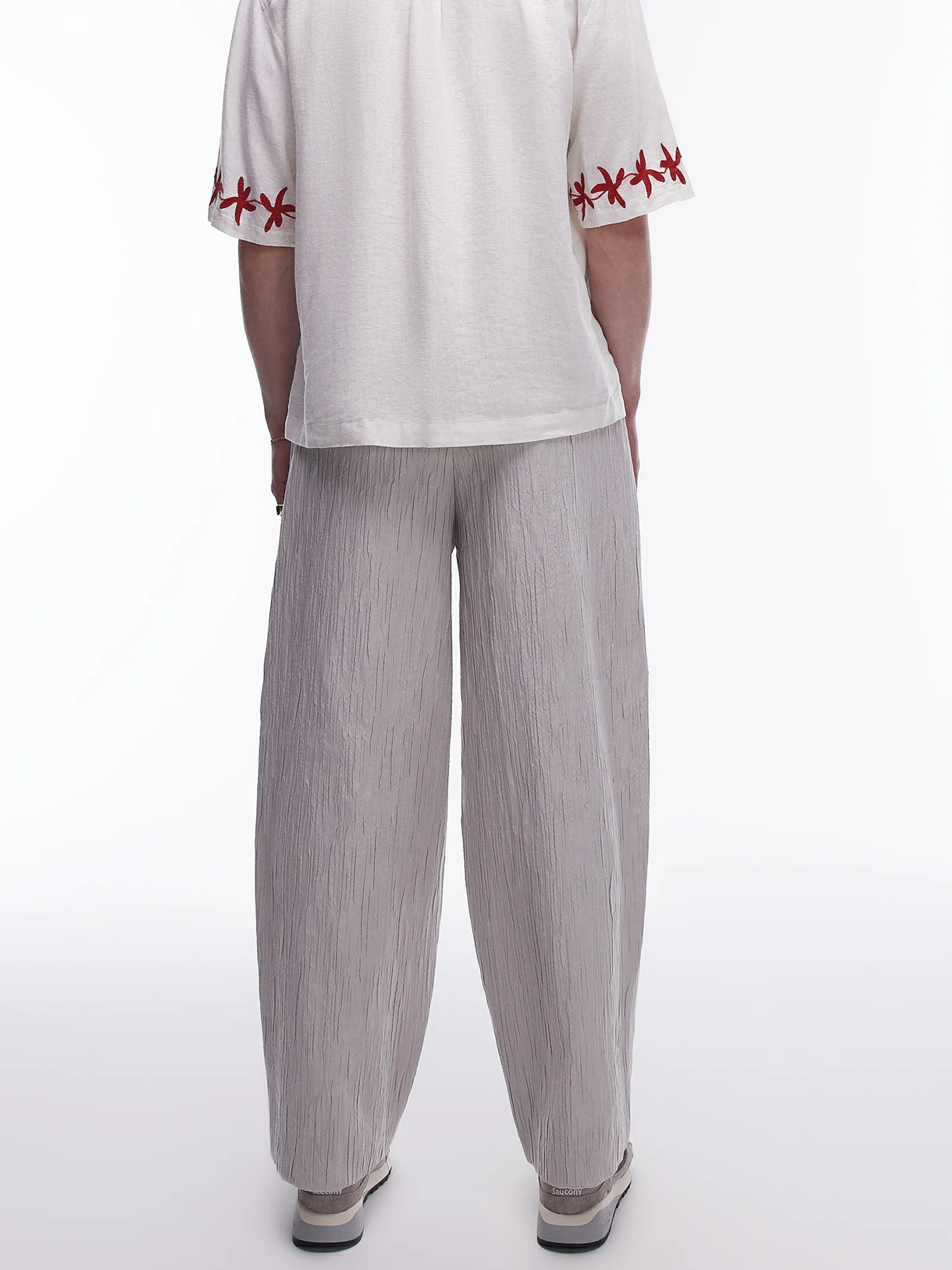 Premium Wide Leg Textured Trousers - Image 5