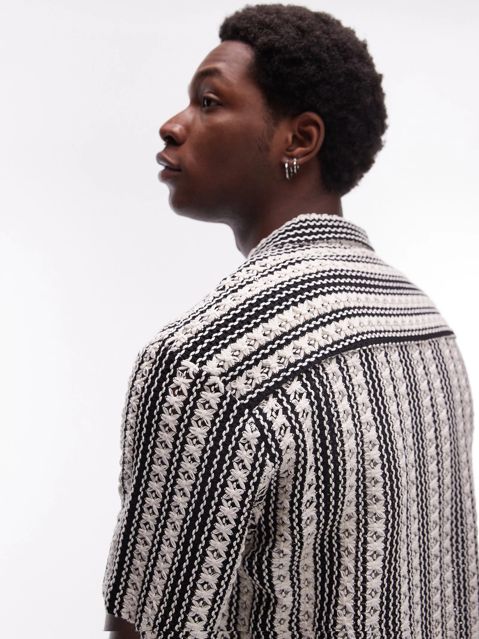 Relaxed Crochet Stripe Shirt - Image 3