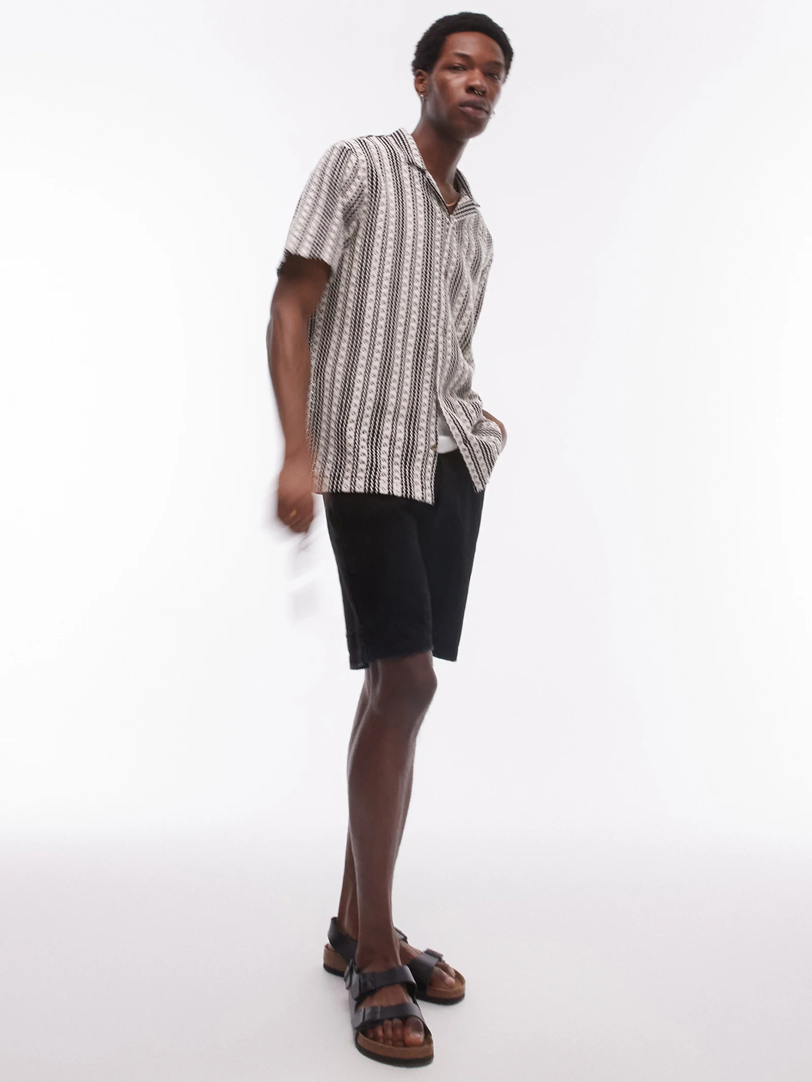 Relaxed Crochet Stripe Shirt - Image 4