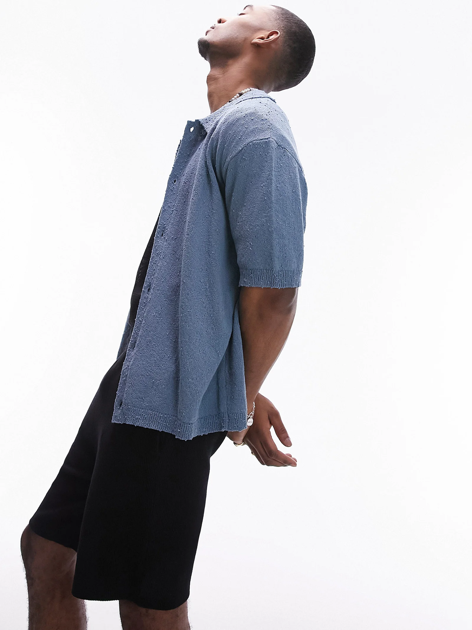 Relaxed Knitted Button-Through Shirt - Image 4