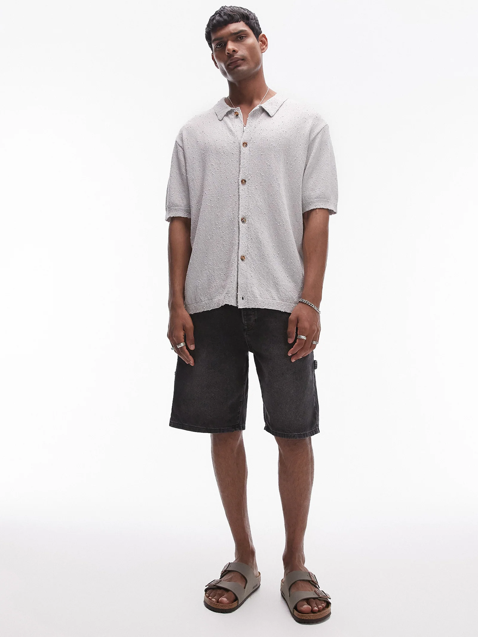 Relaxed Knitted Button-Through Shirt - Image 3