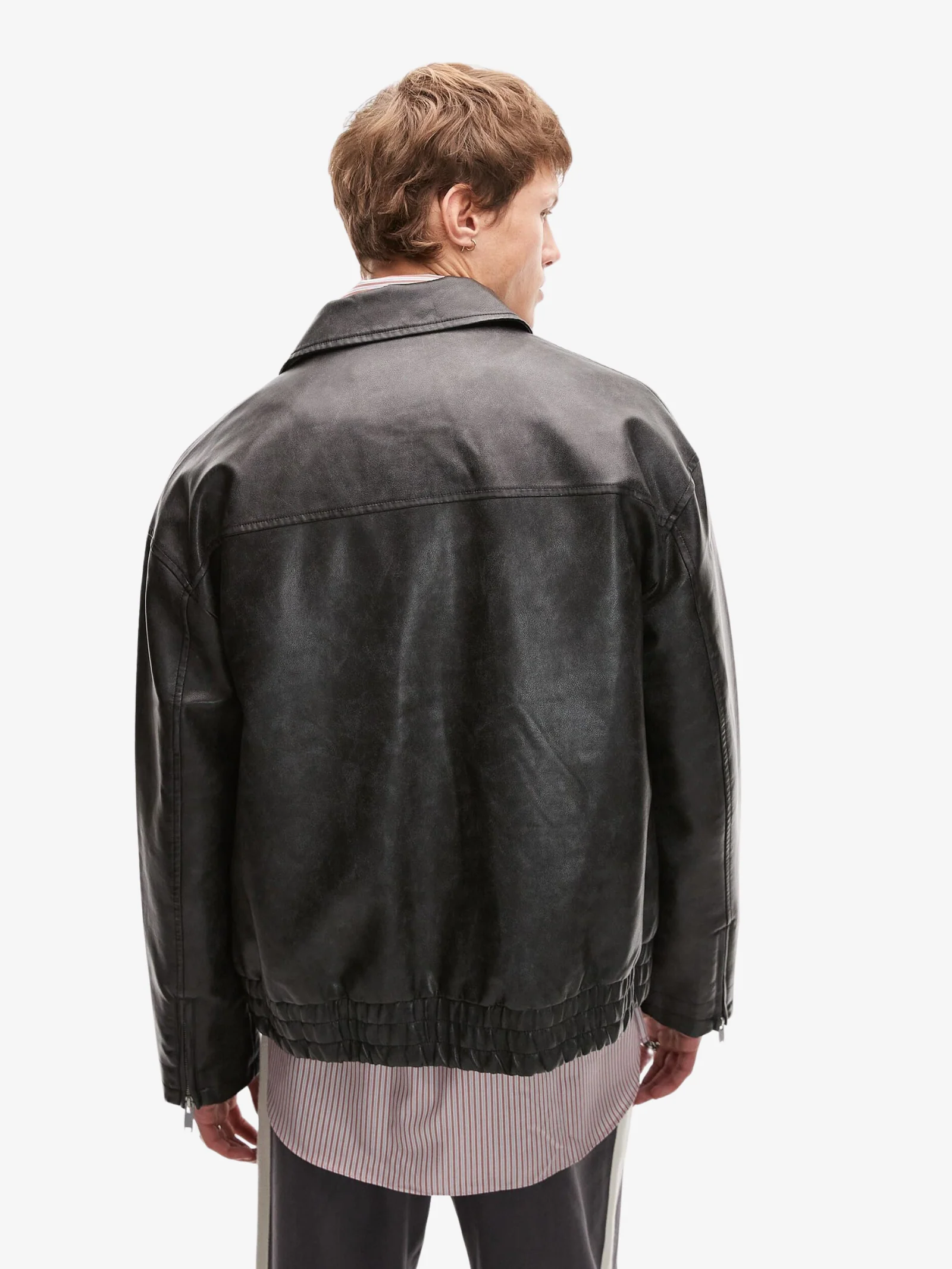 Topman Faux Leather Bomber Jacket - Image 3