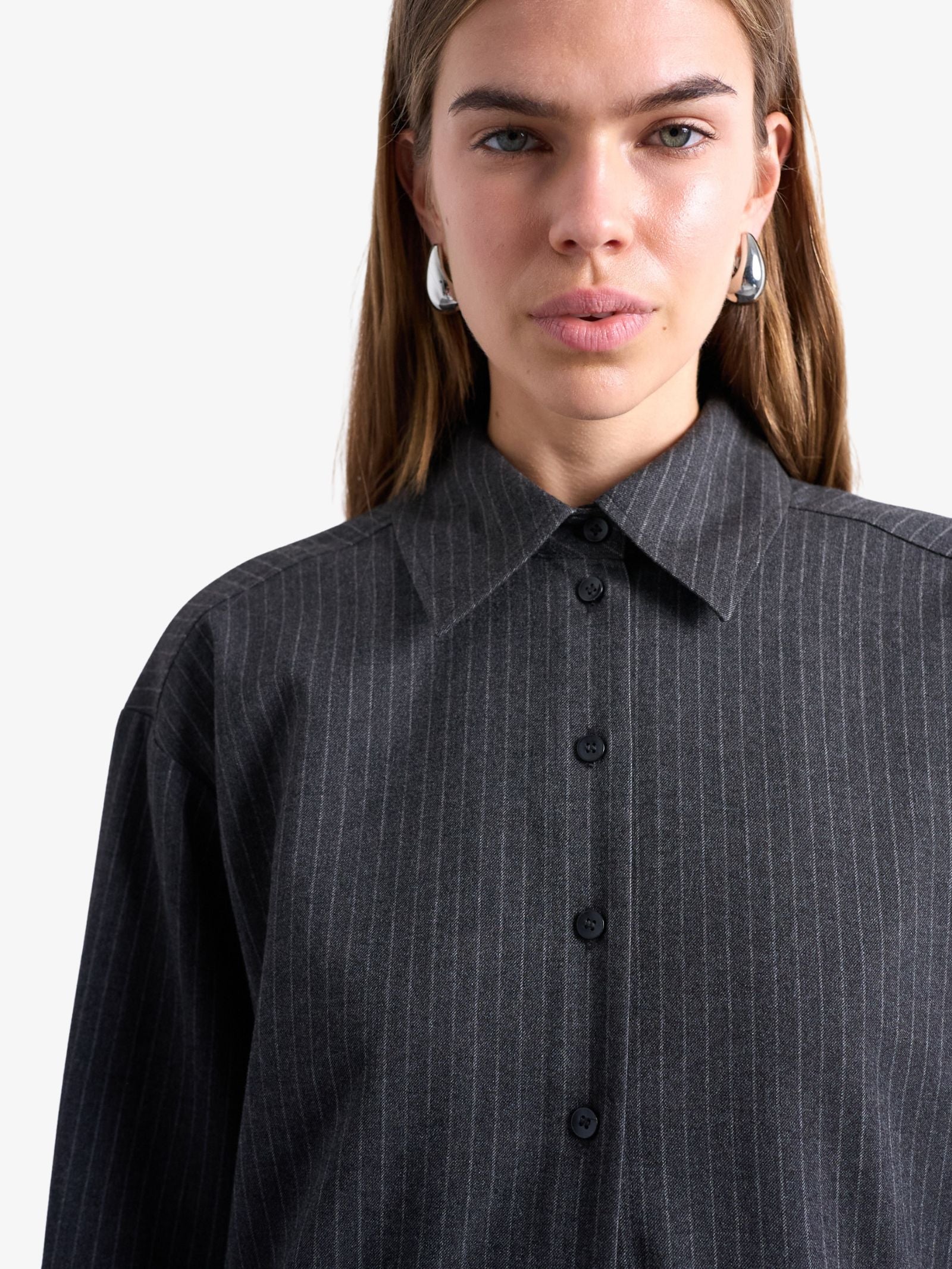 Brushed Pinstripe Tailored Shirt - Image 4