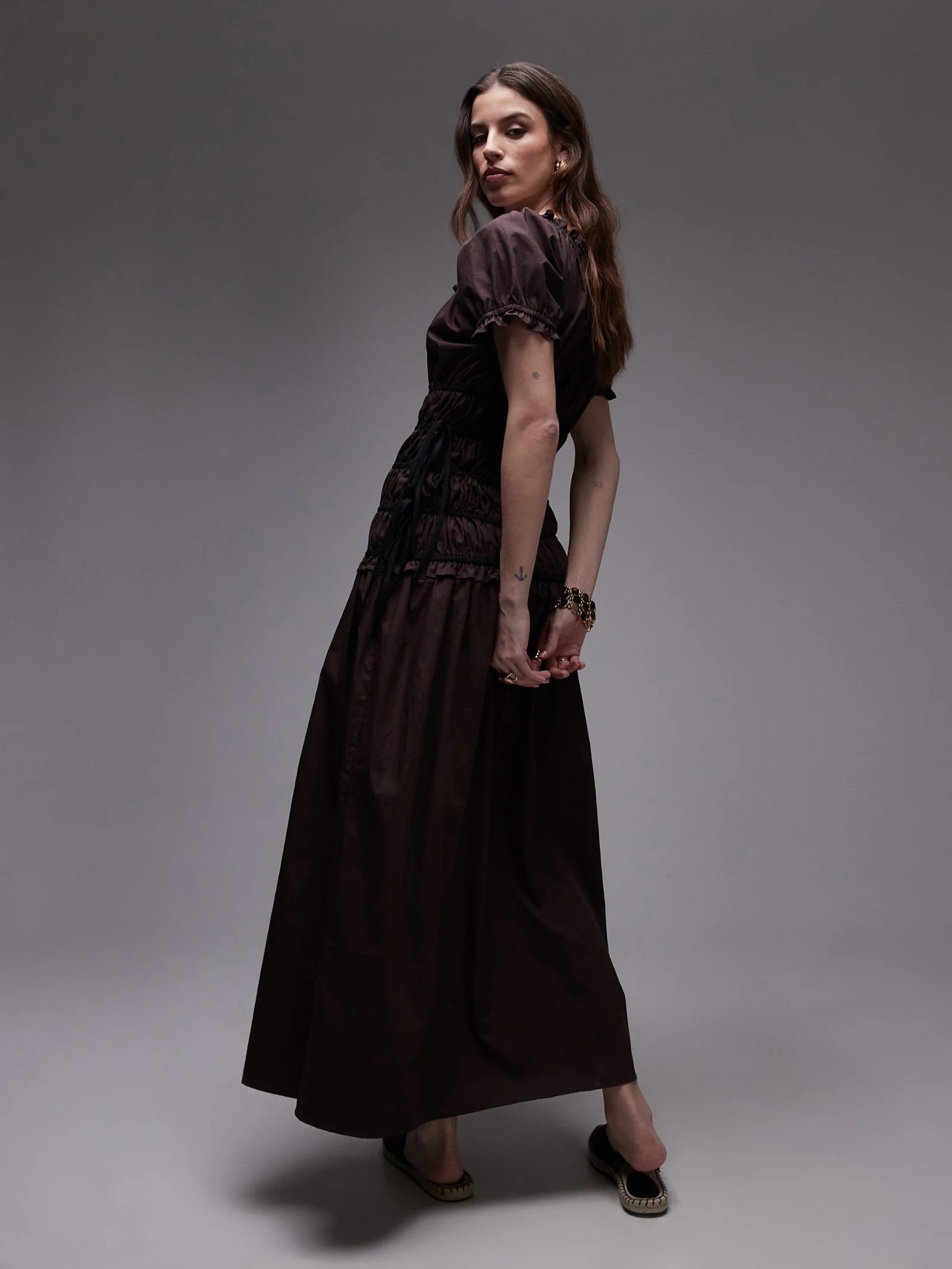Cap Sleeve Ruched Dress - Image 2