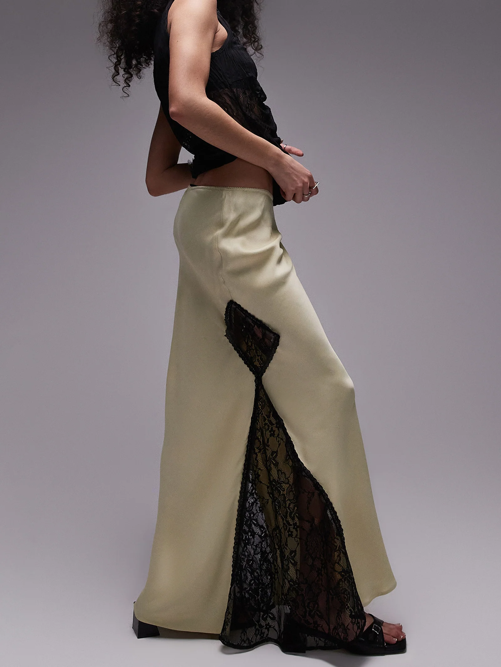 Co-Ord SatinLace MixMidi Skirt - Image 5