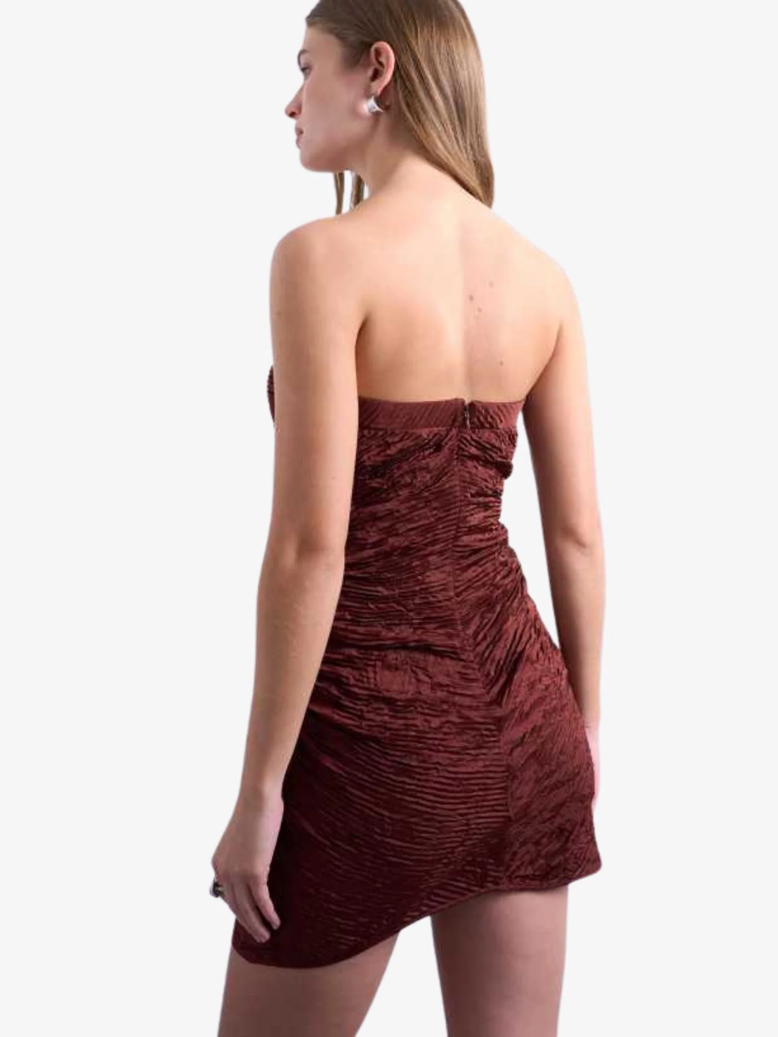 Crinkle Bandeau Mini Dress - Image 3