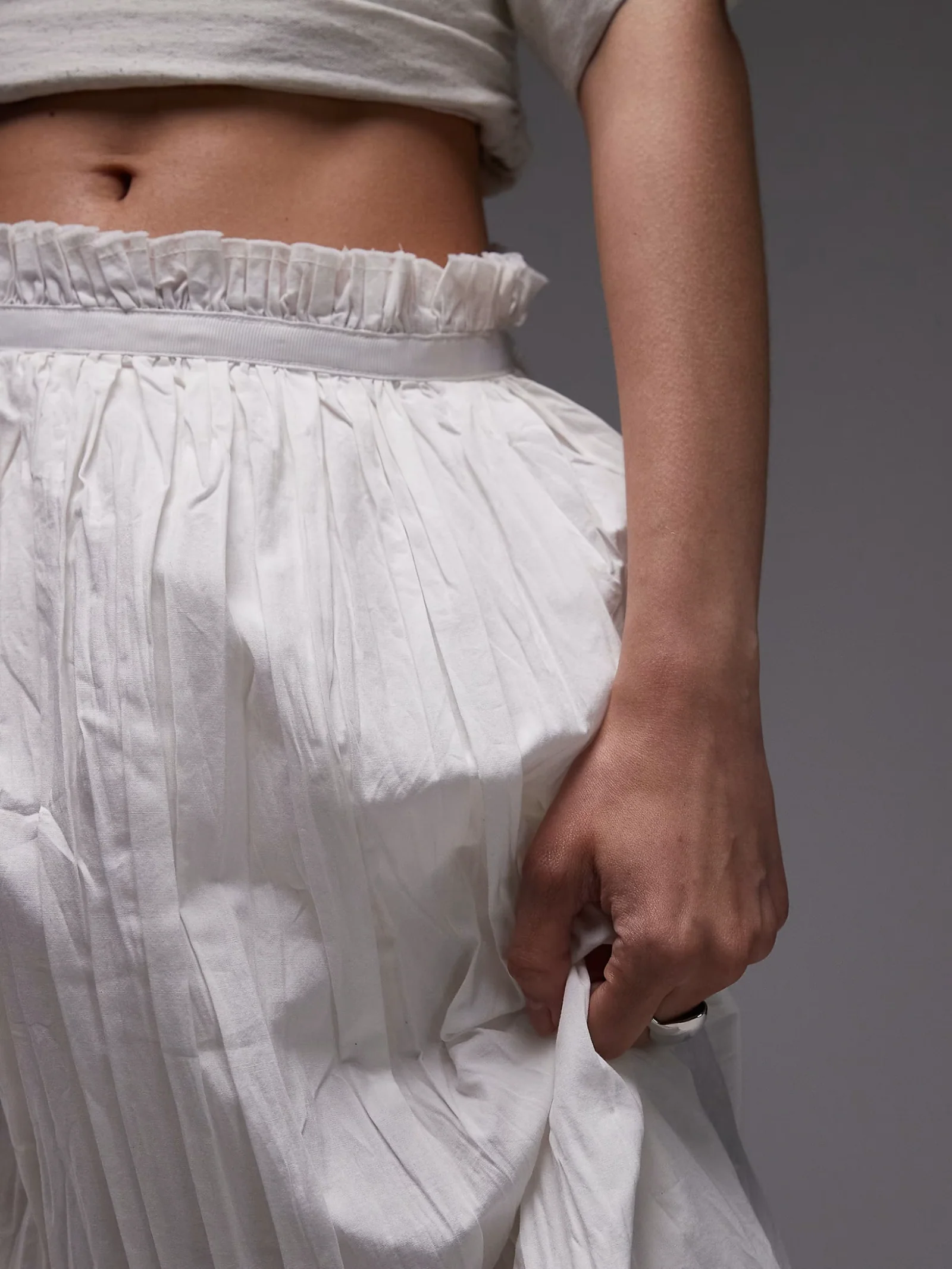 Crinkle Cotton Laundered Full Skirt - Image 3