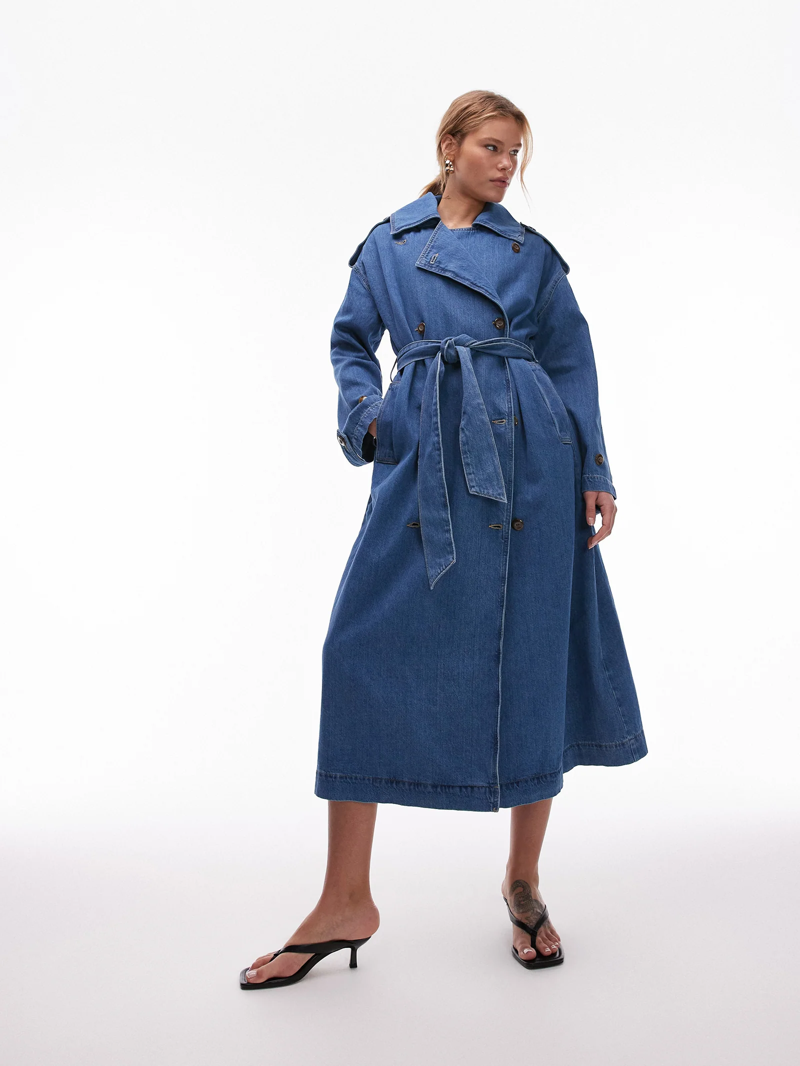 Denim Trench Coat - Image 2