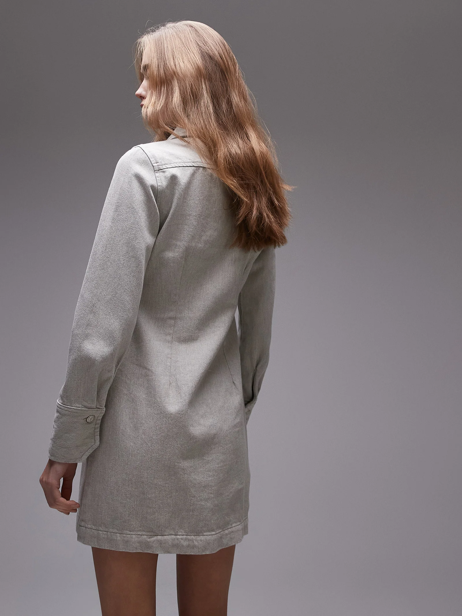Denim Zip Through Shirt Dress - Image 2