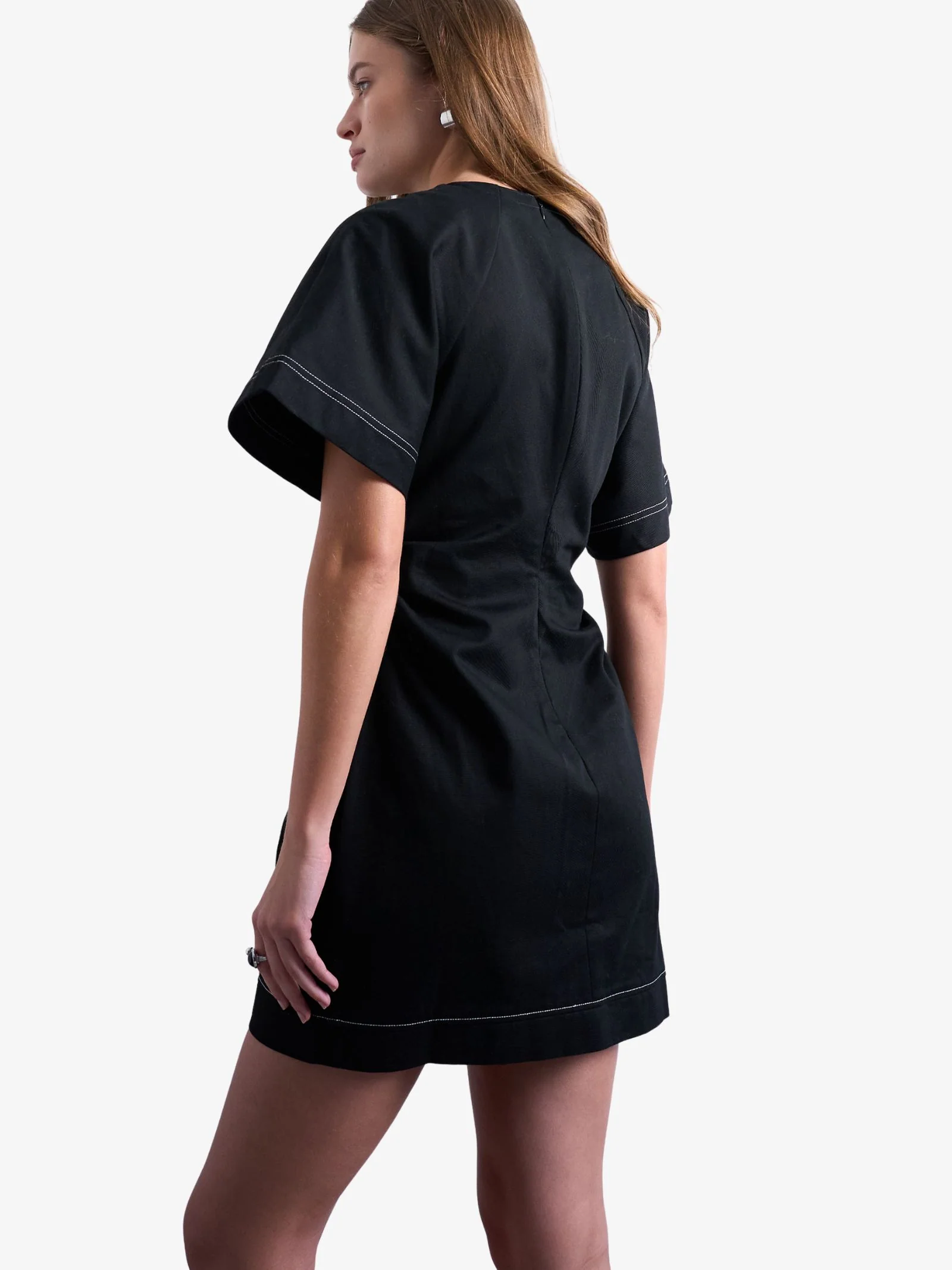 Heavy Twill Contrast Stitch Mini Dress - Image 2