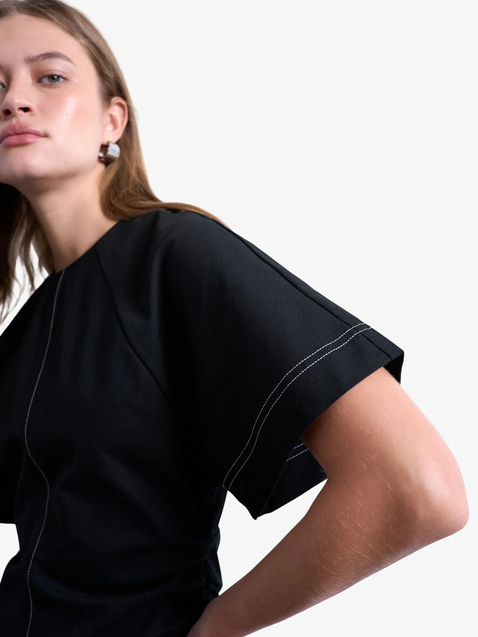 Heavy Twill Contrast Stitch Mini Dress - Image 3