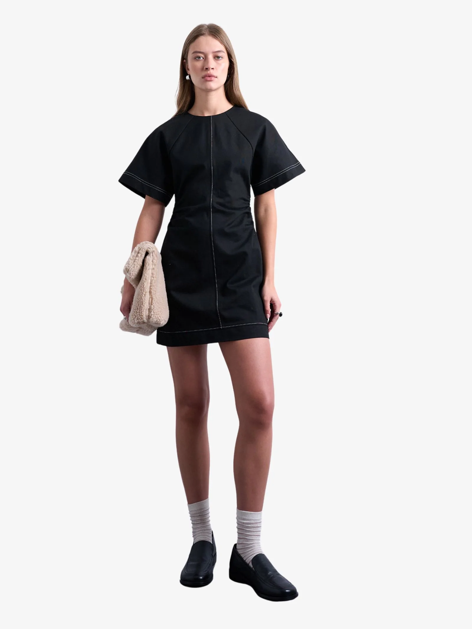 Heavy Twill Contrast Stitch Mini Dress - Image 4