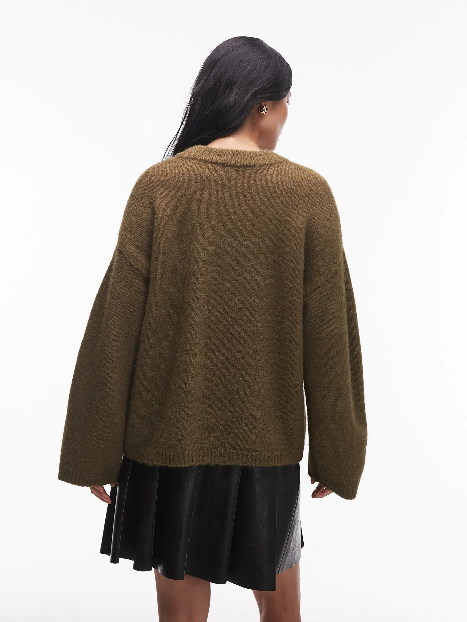Knitted Boxy Fluffy Crew Jumper - Image 2