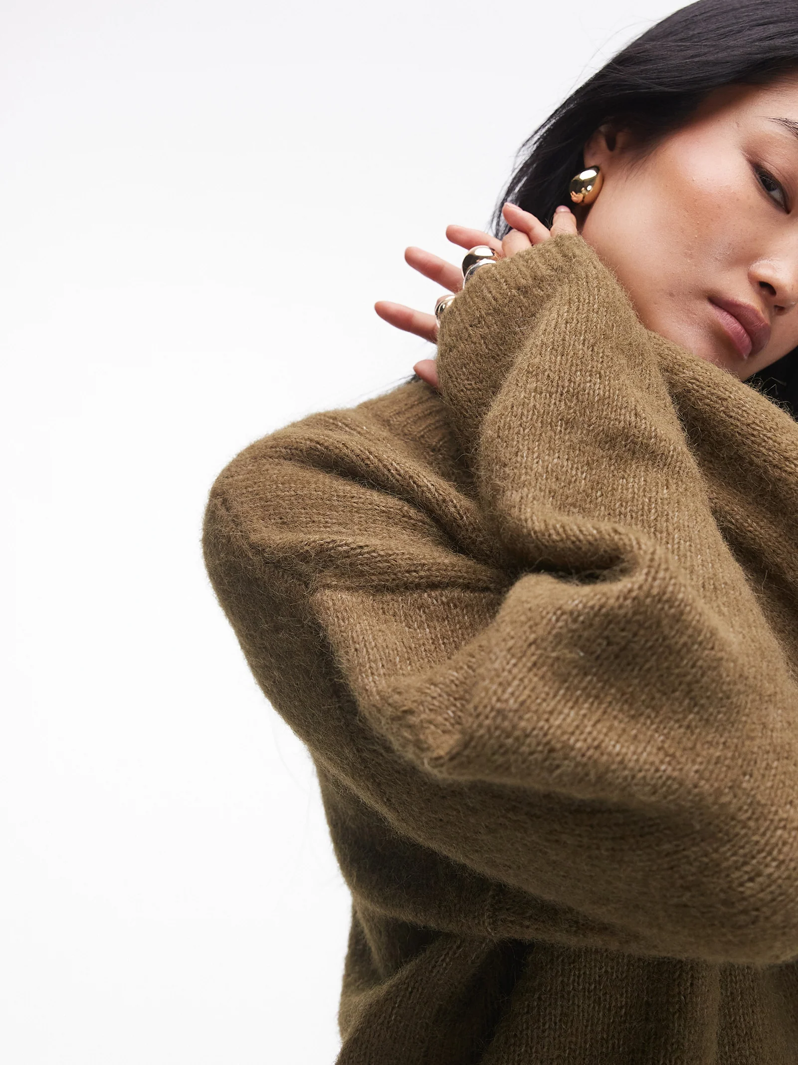 Knitted Boxy Fluffy Crew Jumper - Image 3