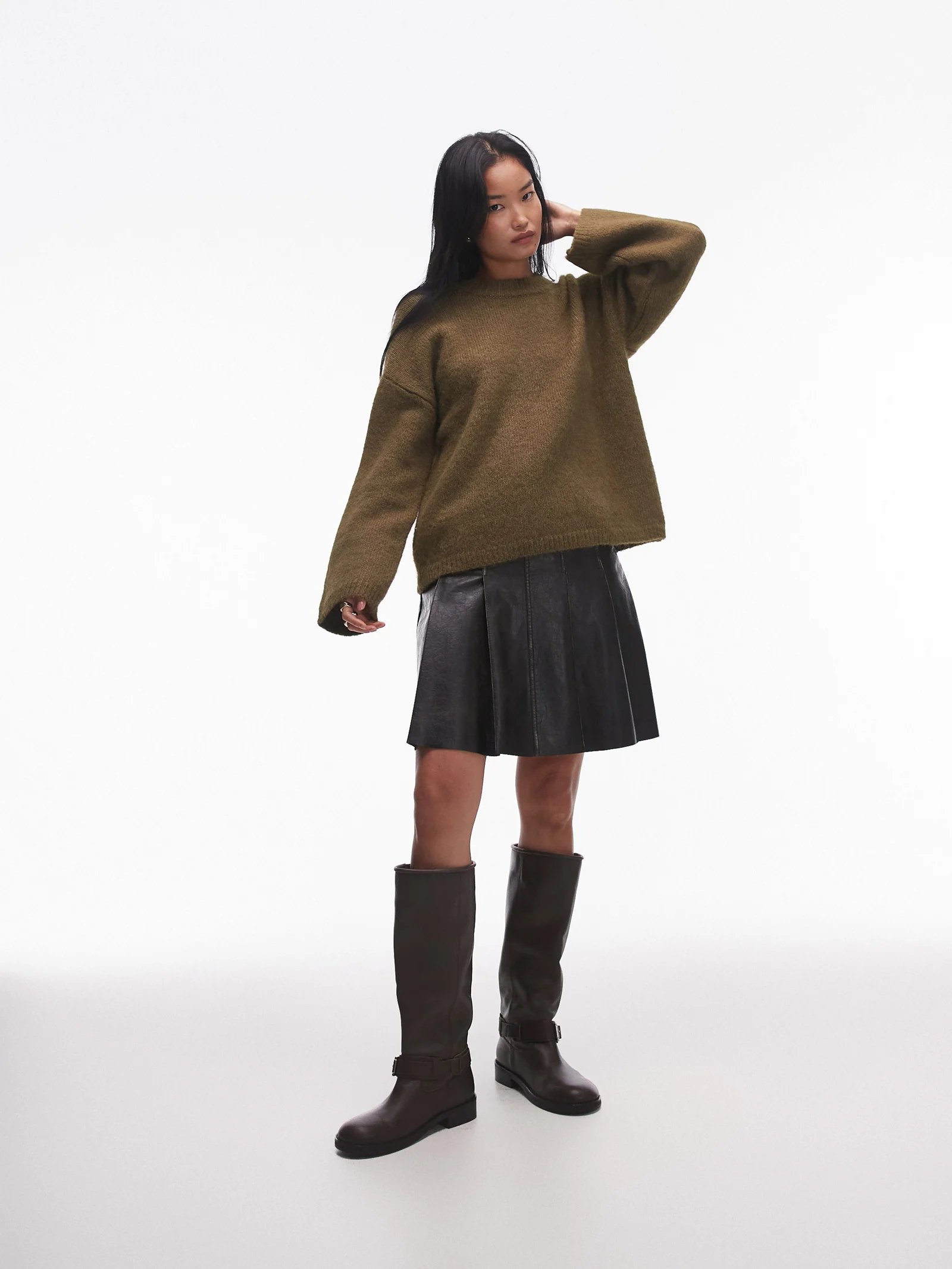 Knitted Boxy Fluffy Crew Jumper - Image 4
