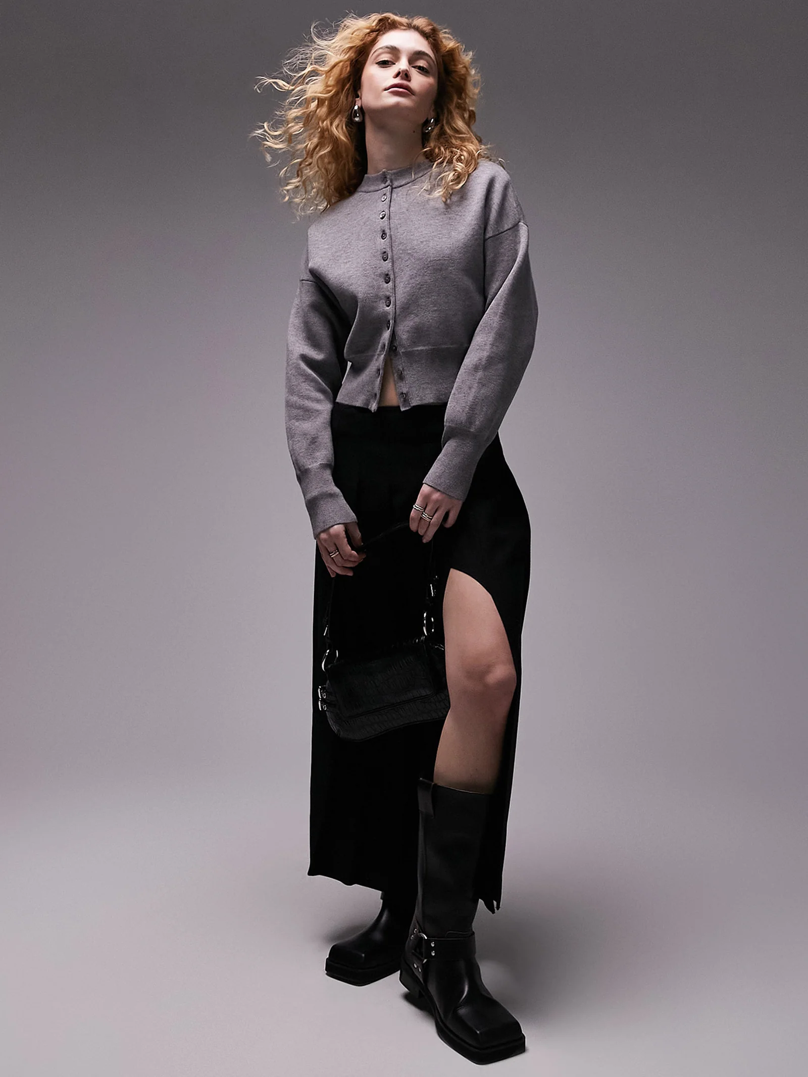 Knitted Compact Fitted Waist Cardigan - Image 2