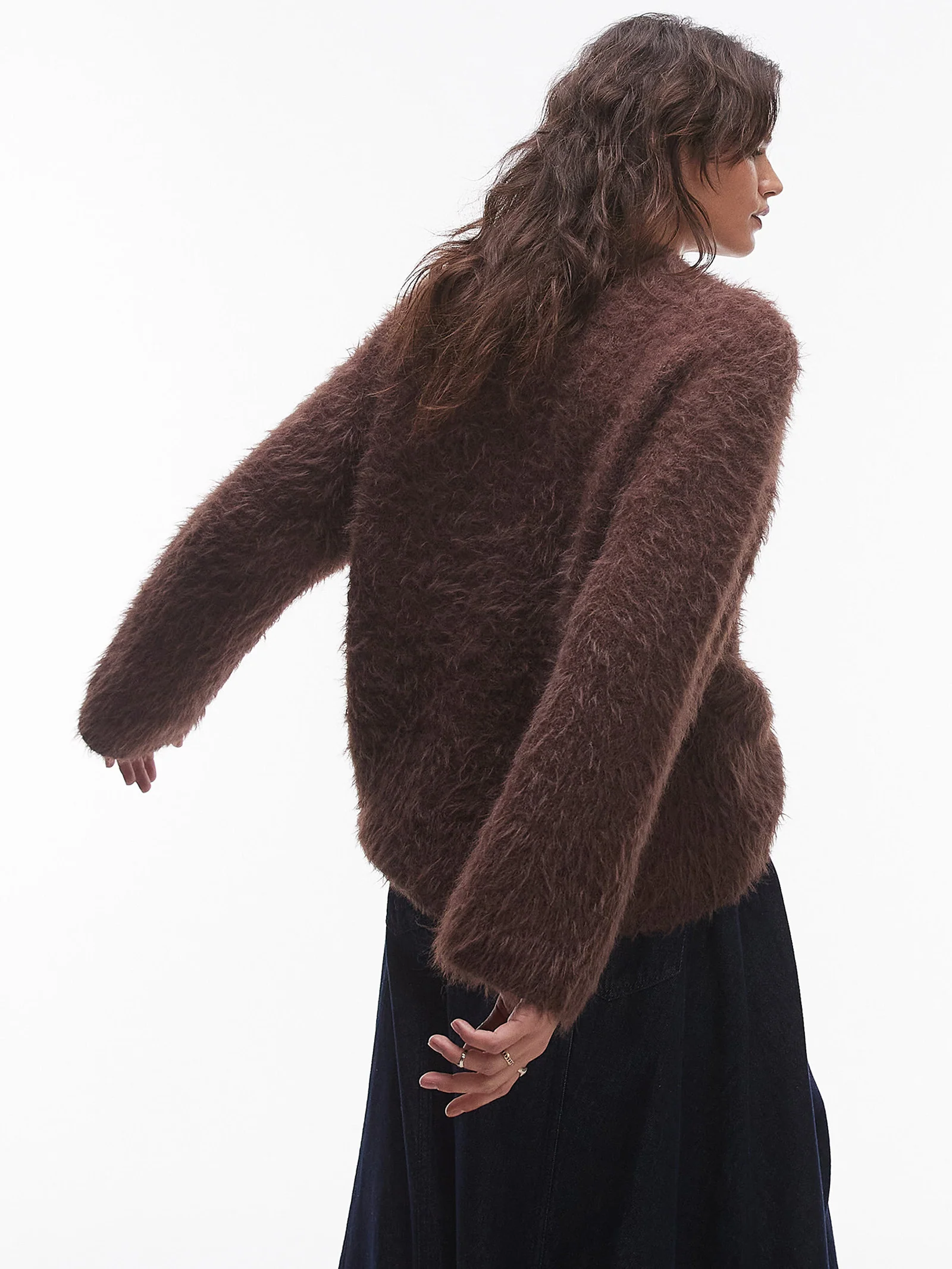 Knitted Ultra Fluffy Eyelash Slouchy Jumper - Image 2