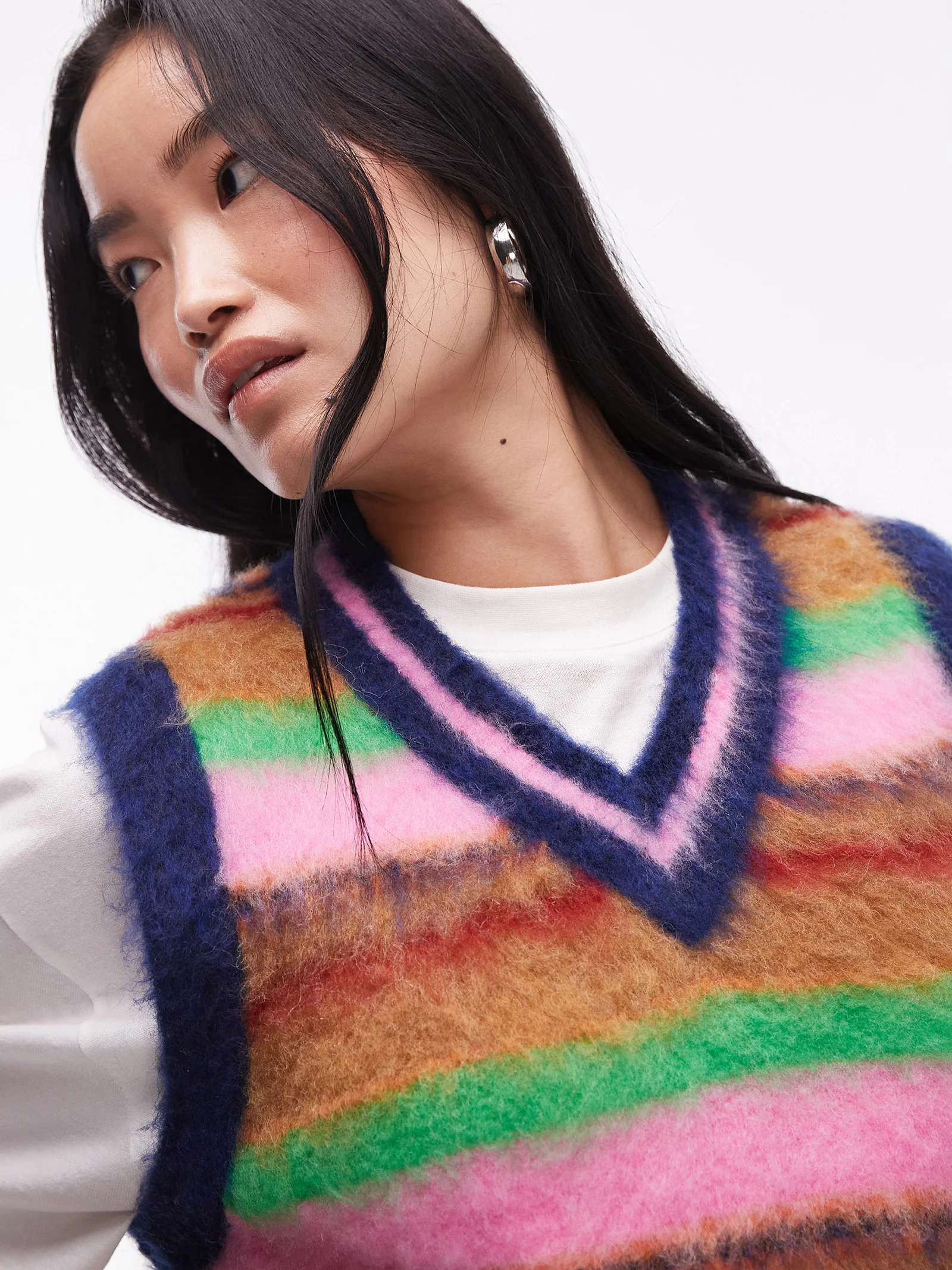 Knitted V-Neck Ultra Fluffy Tank - Image 3