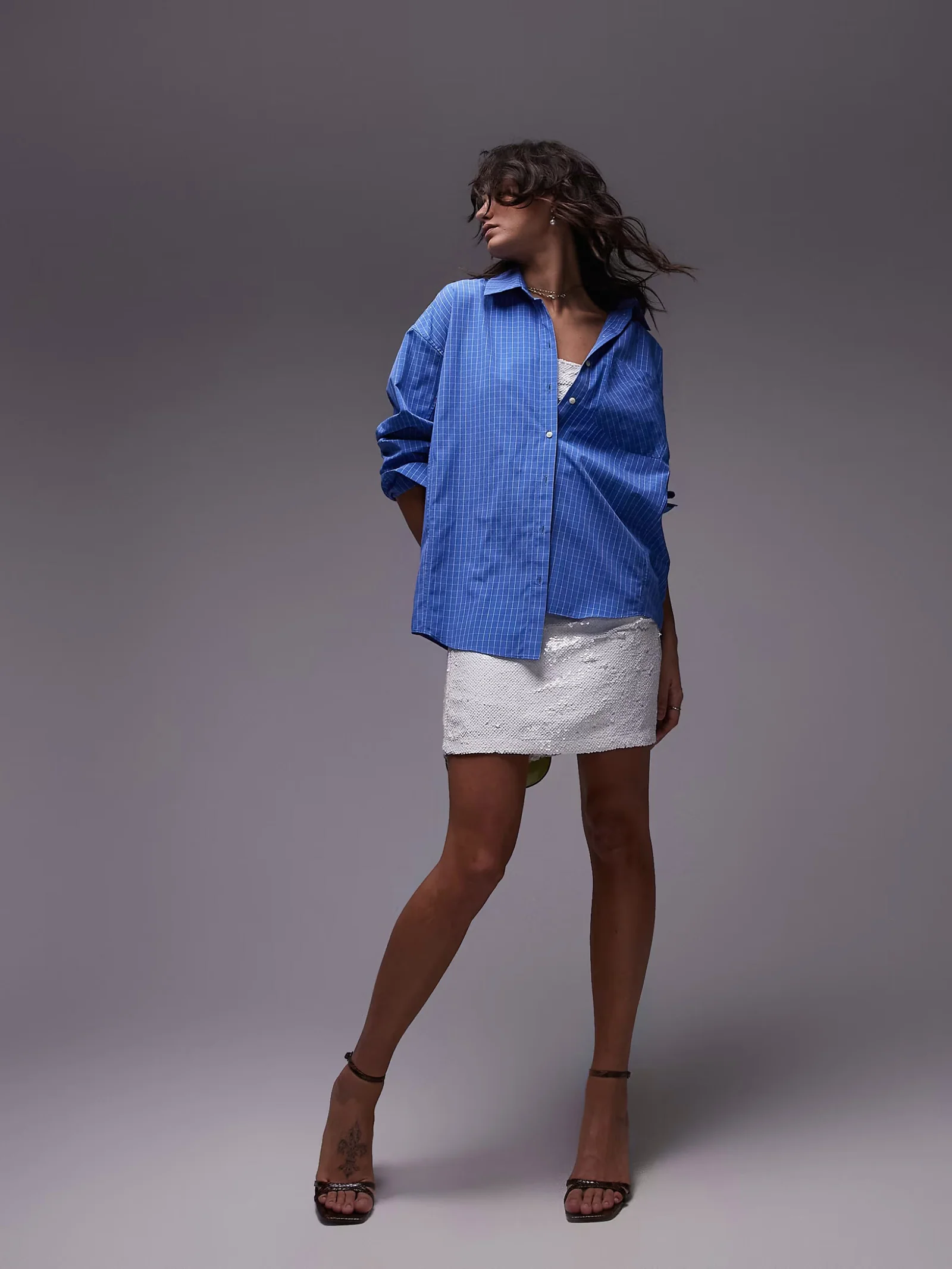 Micro Check Oversize Shirt - Image 4