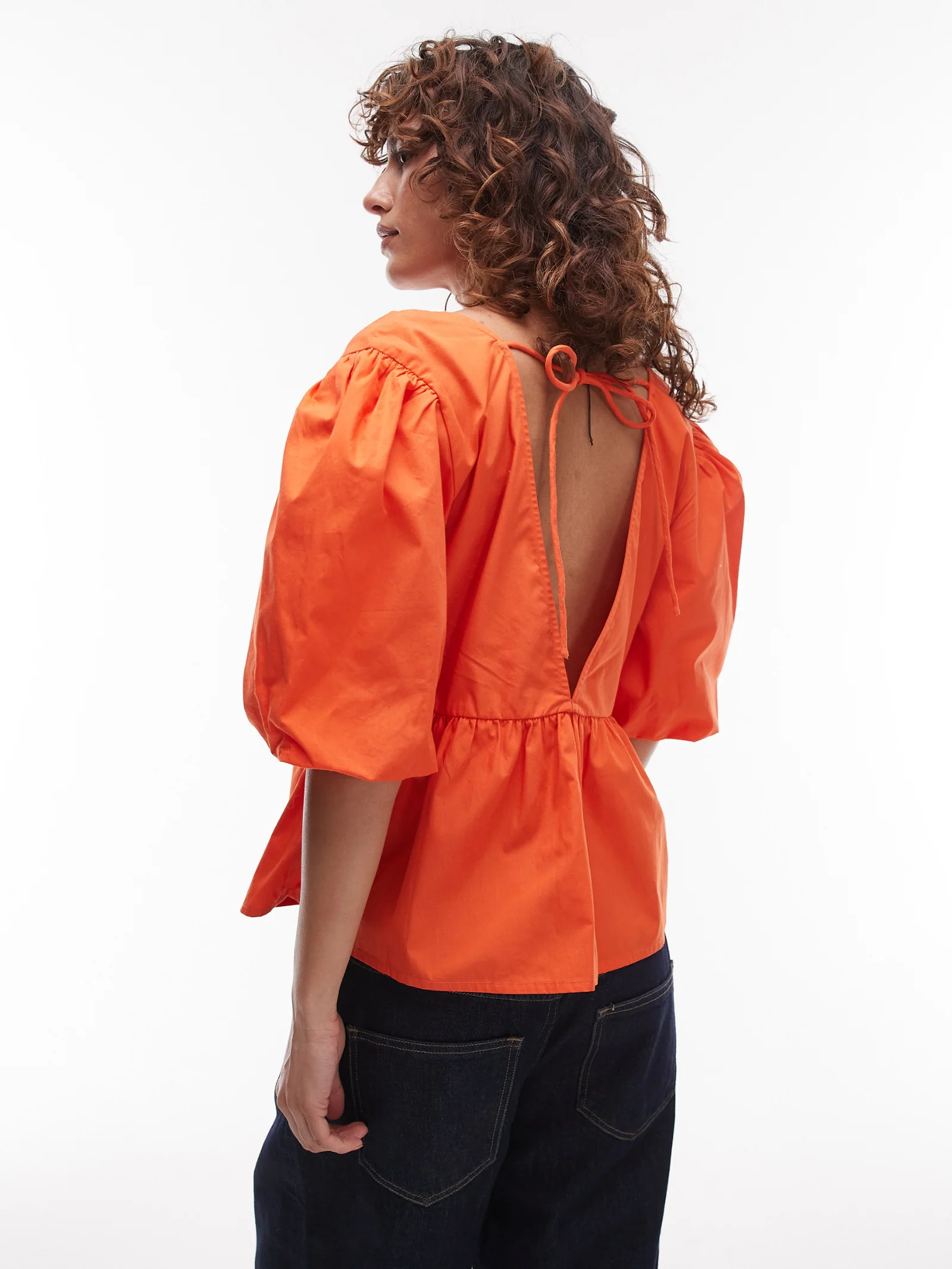 Poplin Puff Sleeve Top - Image 3