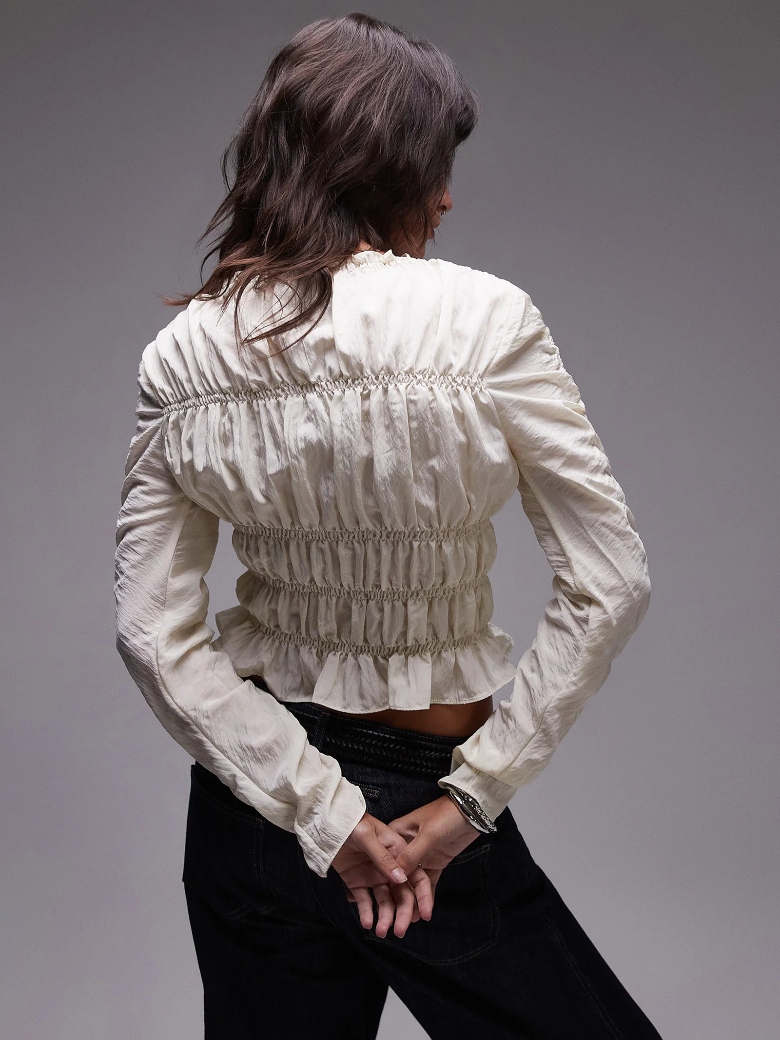 Shirred Long Sleeve Top - Image 3