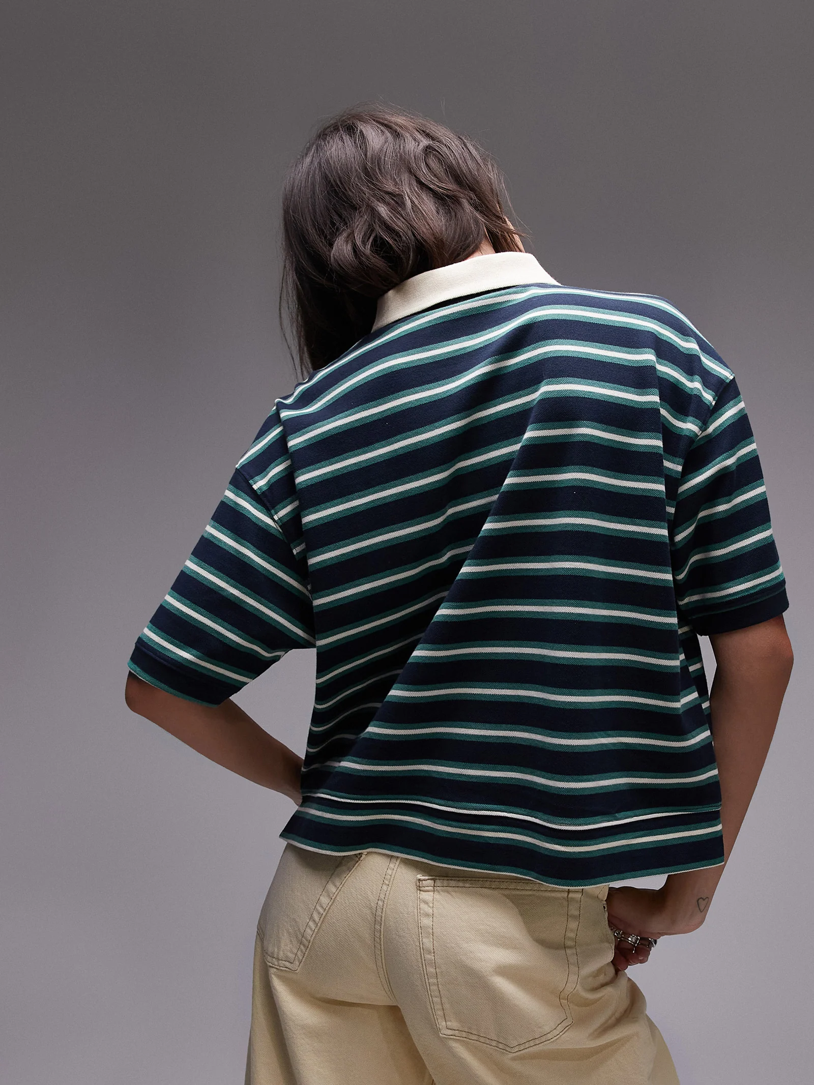 Stripe Boxy Short Sleeve Polo - Image 2