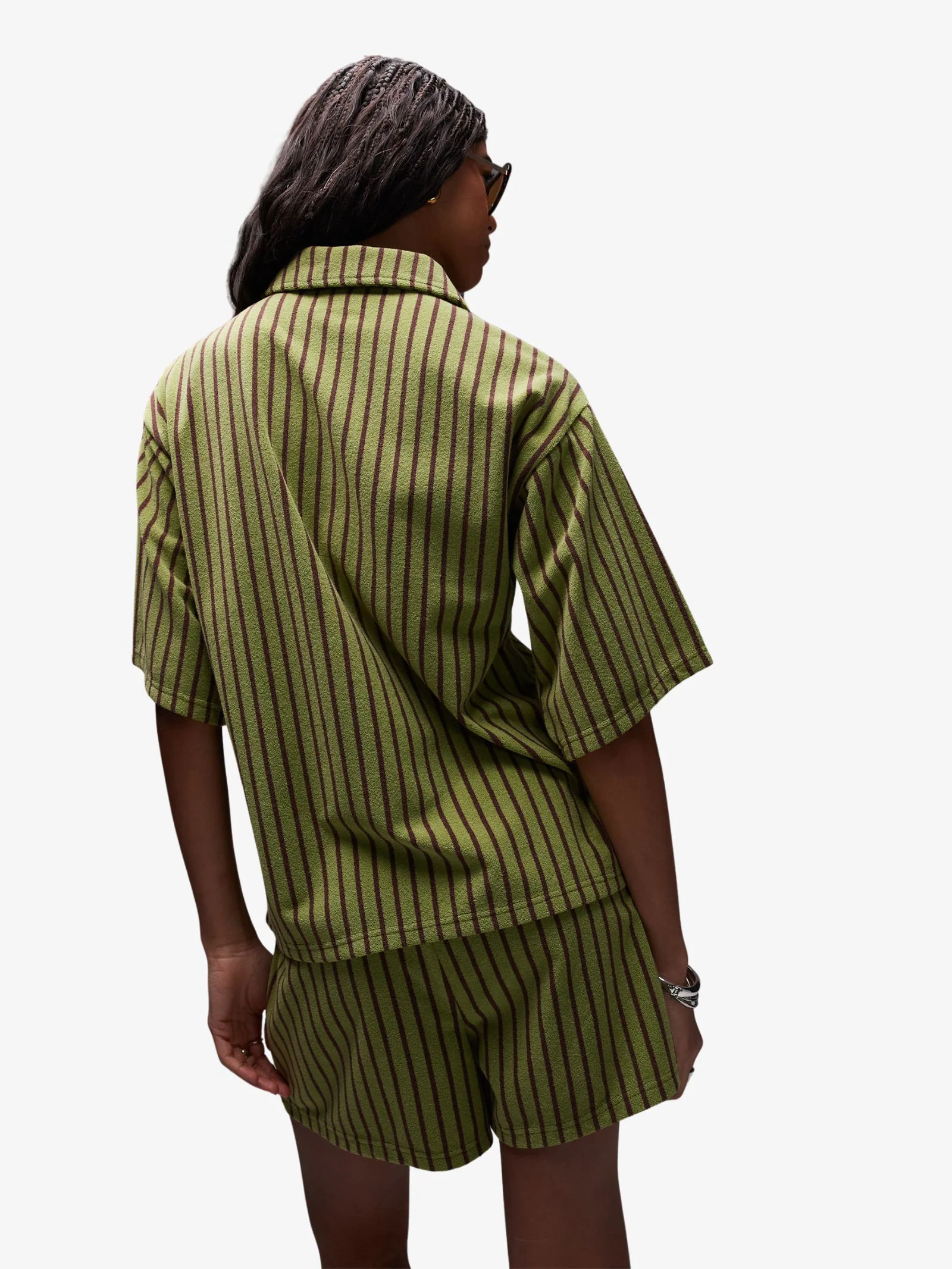 Stripe Towelling Boxy Polo Co-Ord - Image 2