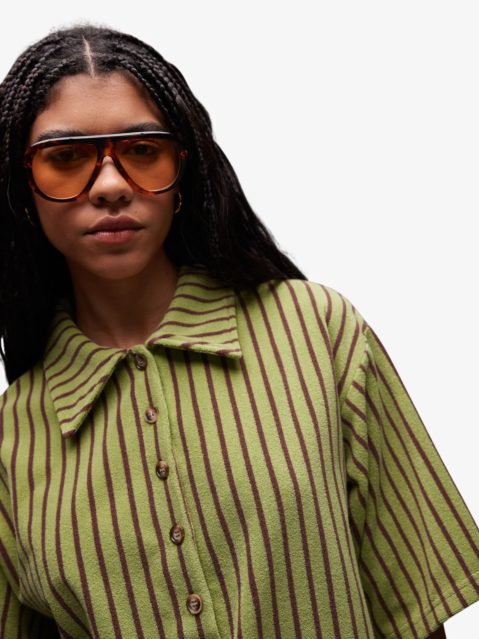 Stripe Towelling Boxy Polo Co-Ord - Image 3