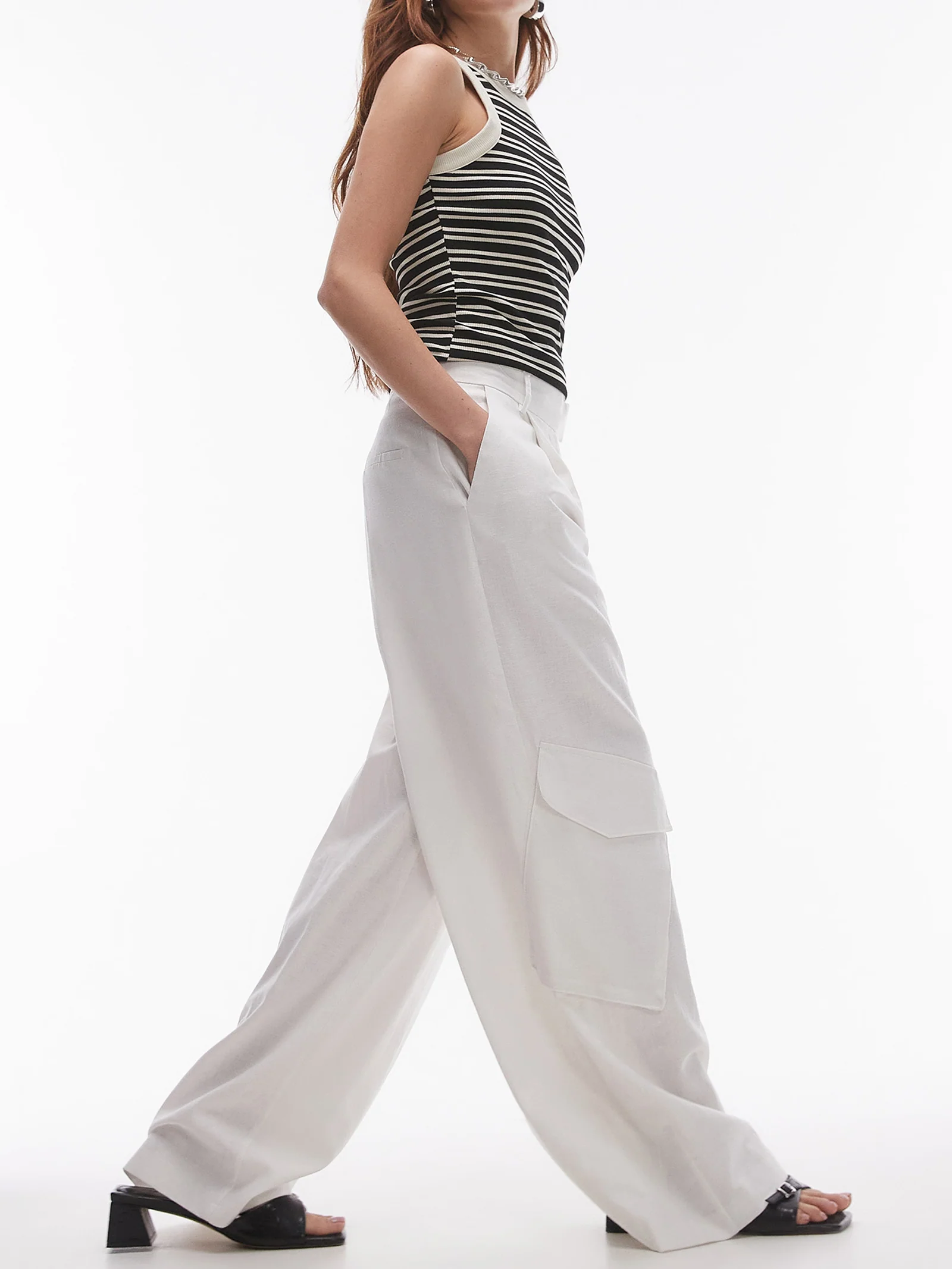 Wide Leg Linen Trouser Pockets - Image 5