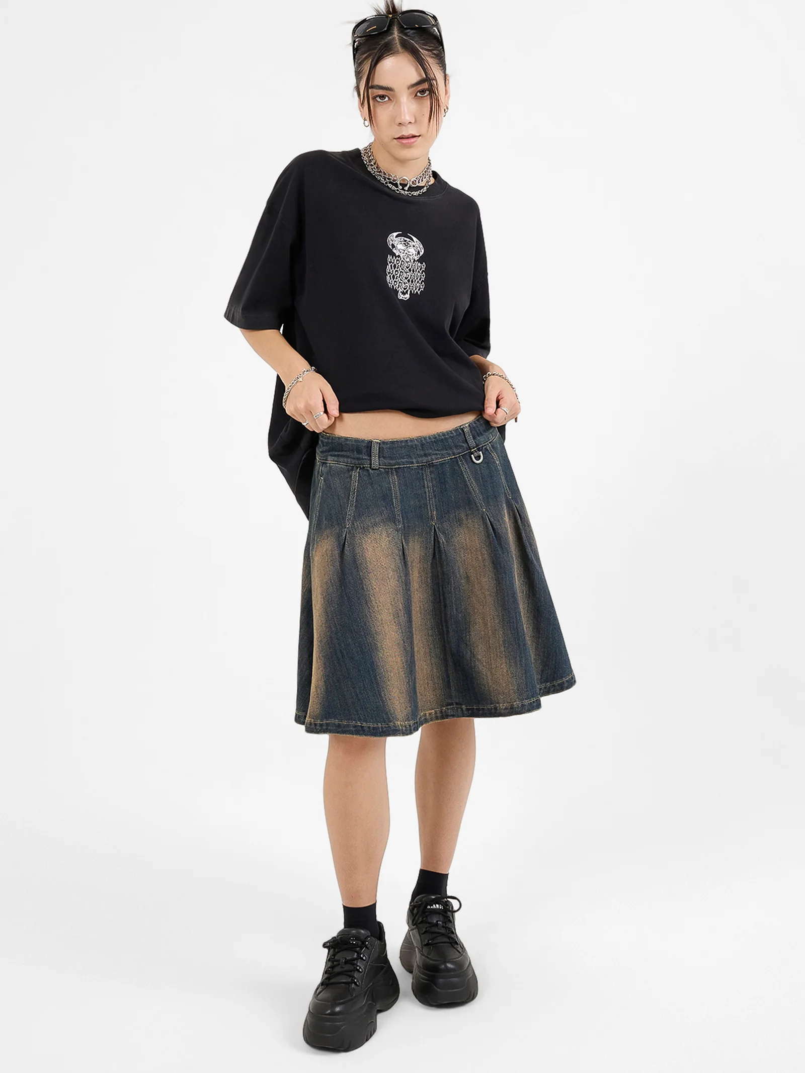 Tragic Pleated Denim Skirt - Image 4