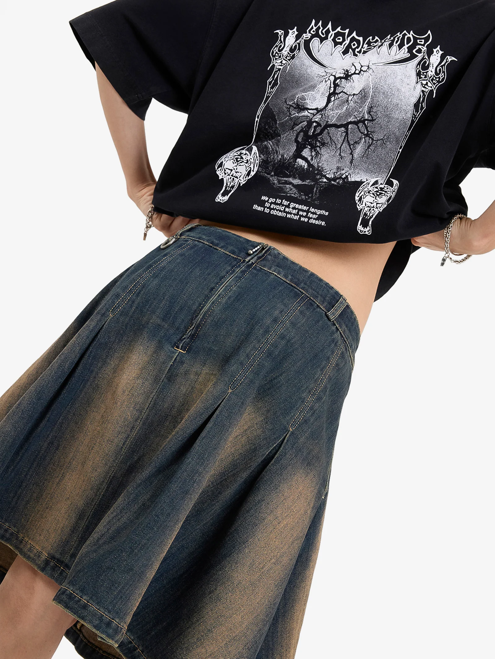 Tragic Pleated Denim Skirt - Image 5