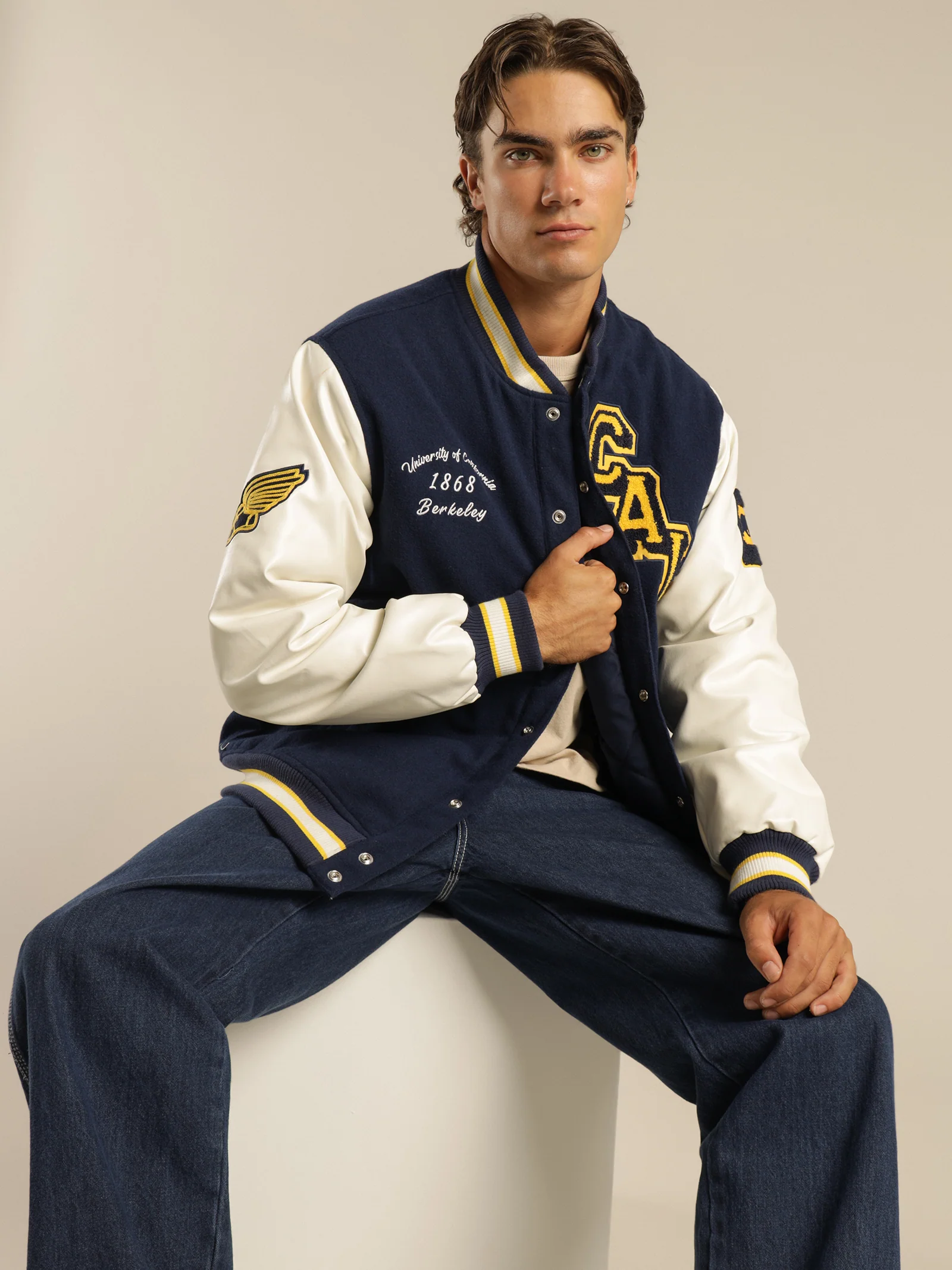 Two Tone Letterman Jacket - Image 3