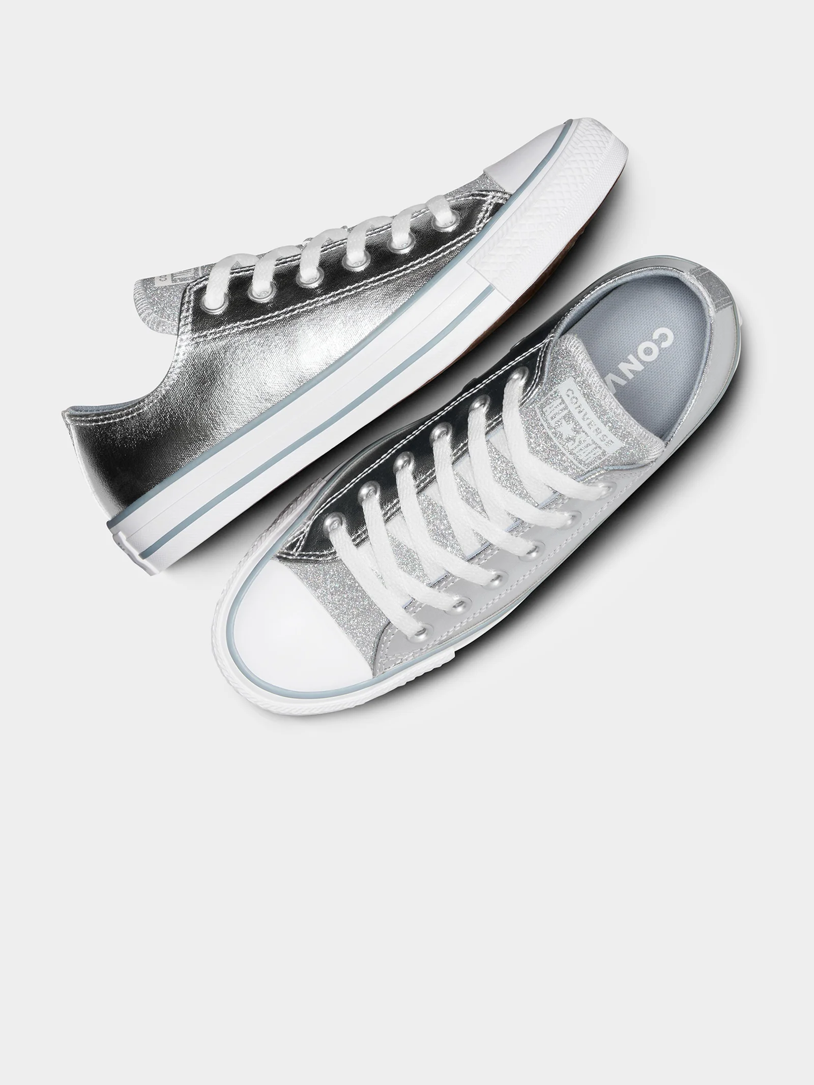 Womens Chuck Taylor All Star Sparkle Party Low Top Sneakers - Image 2
