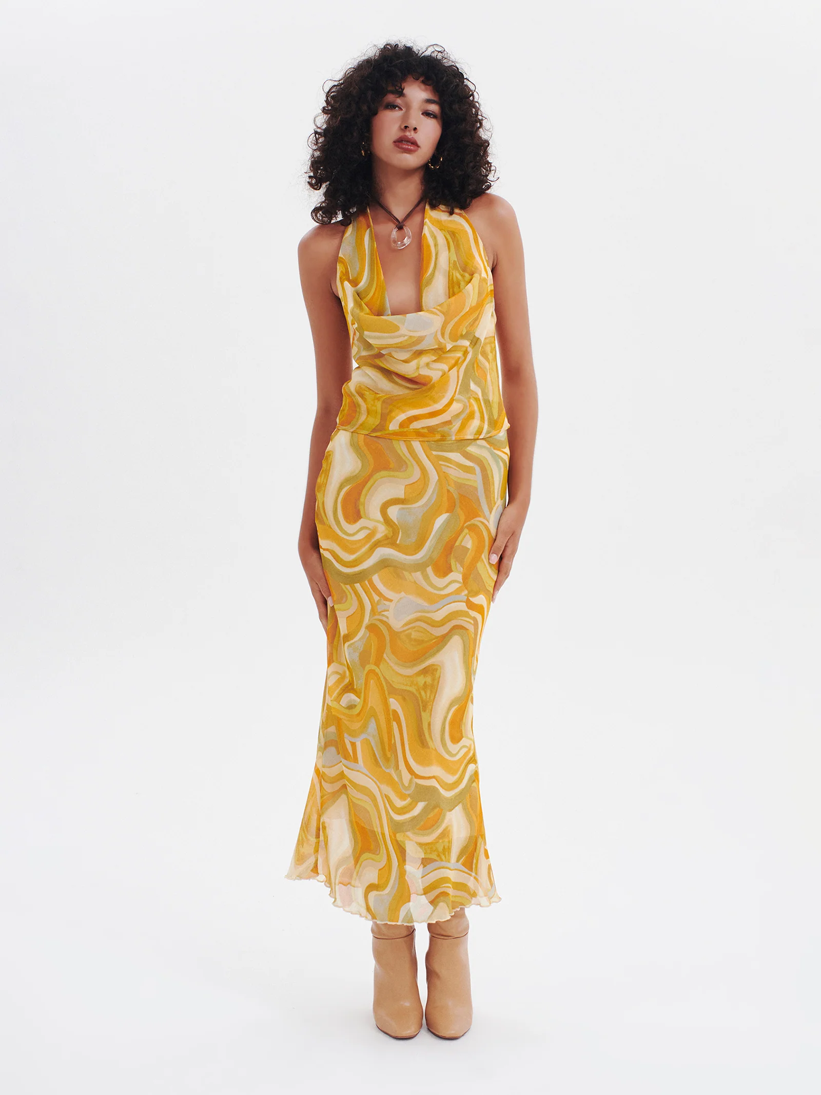 Wavy Baby Midi Skirt
