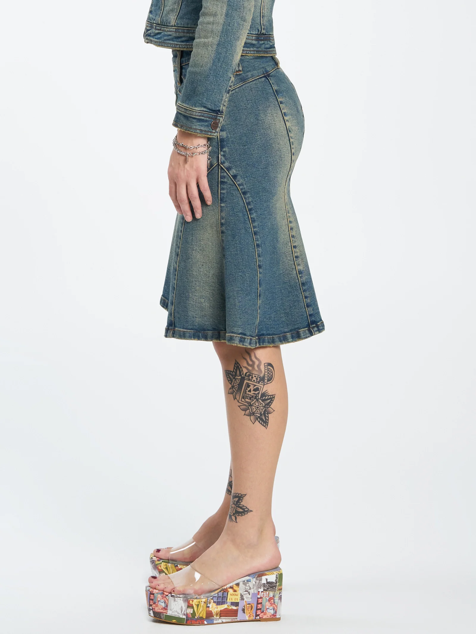 Wayland Panelled Denim Midi Skirt - Image 4
