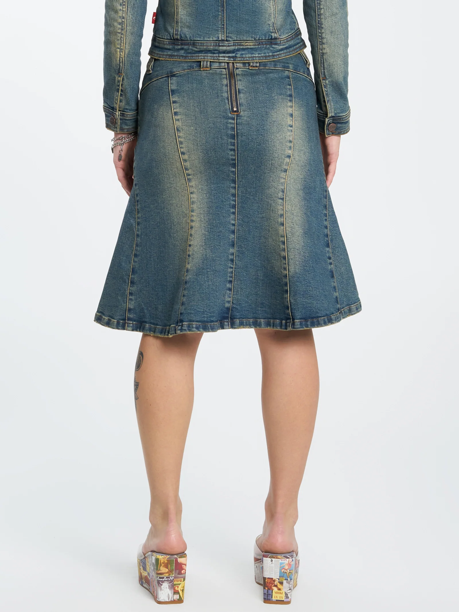 Wayland Panelled Denim Midi Skirt - Image 6