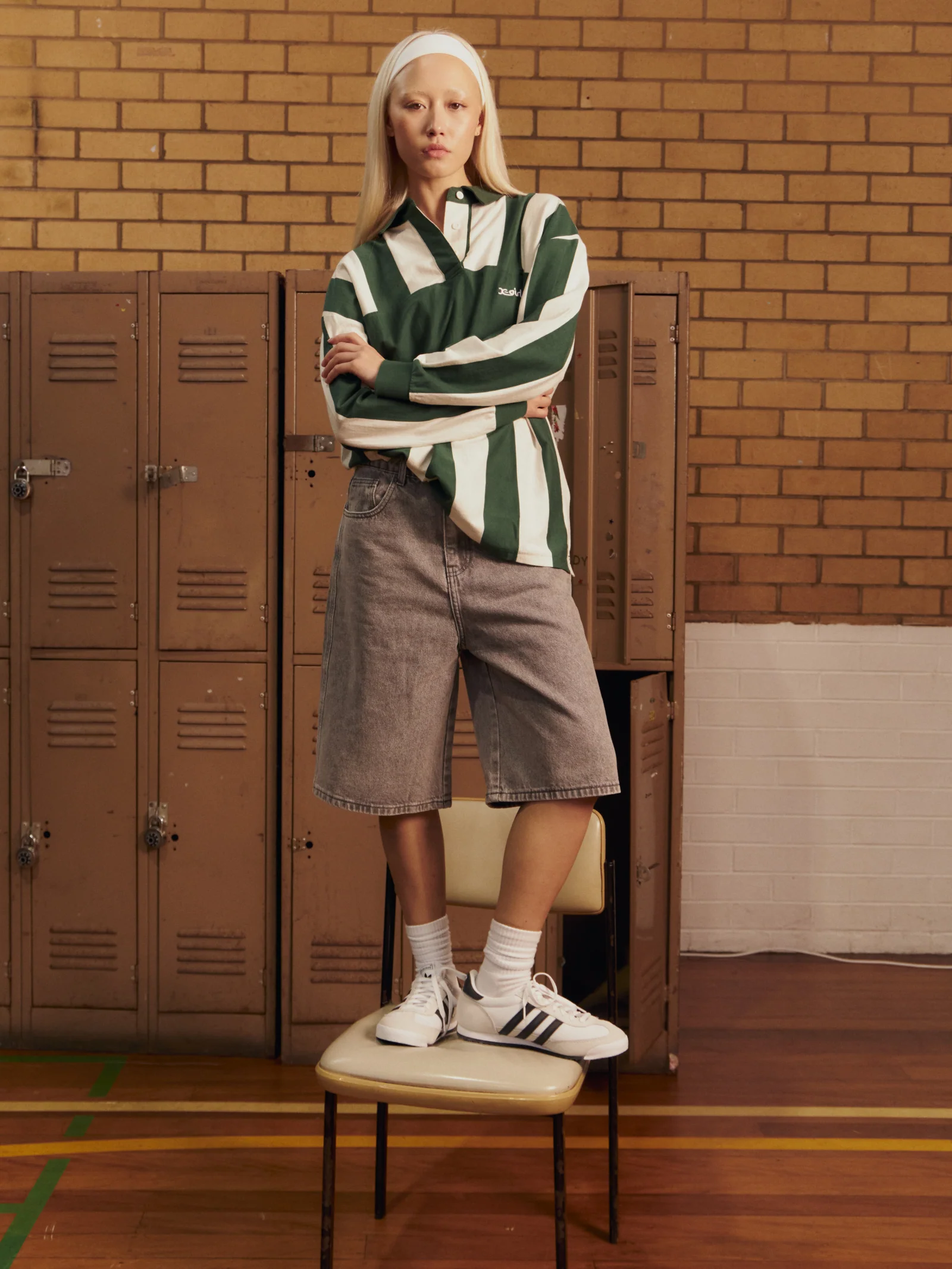 Wide Stripe Oversized Long Sleeve Rugby Top - Image 2